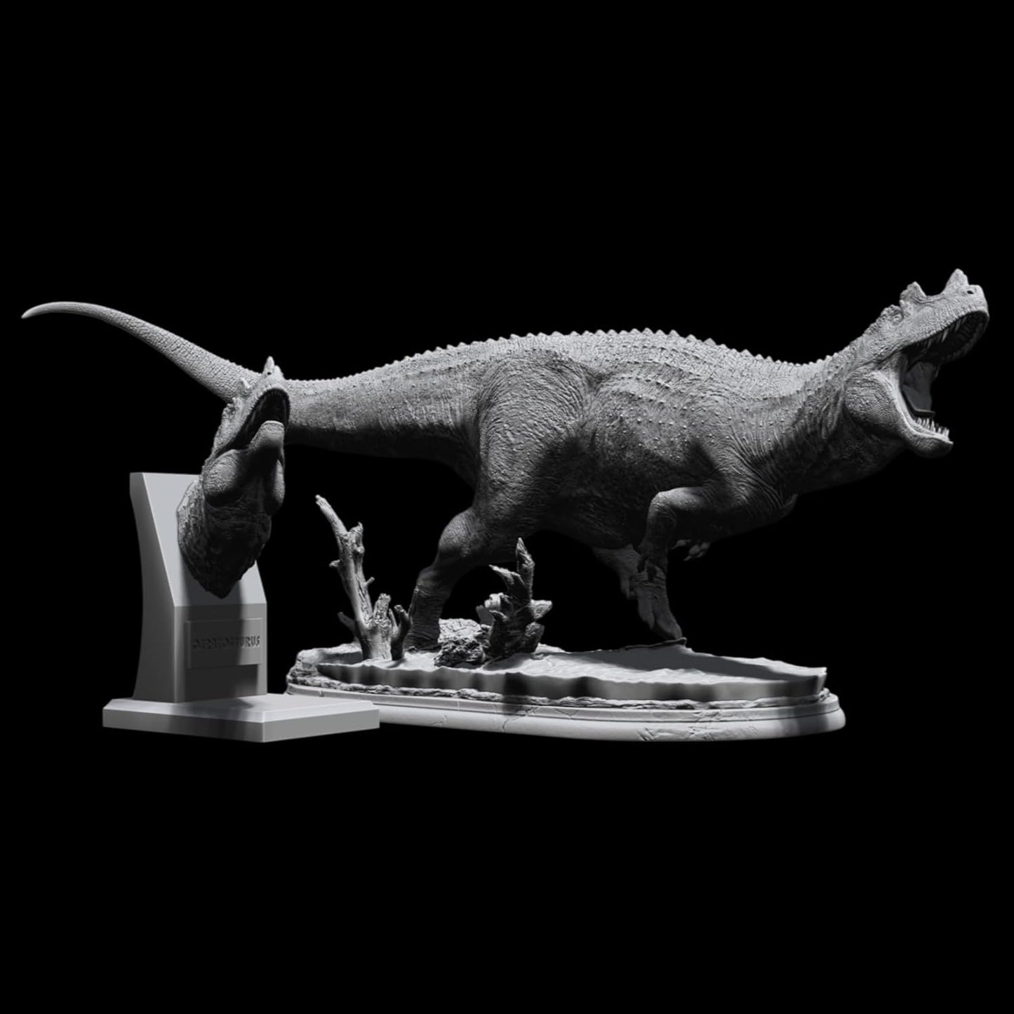 SHOWANNA ケラトサウルス ケラトサウルス科 獣脚類 ジュラ紀 恐竜 リアル フィギュア 情景セット 樹脂 プラモデル 模型 スタチュー 台座付き (1:10) [並行輸入品]