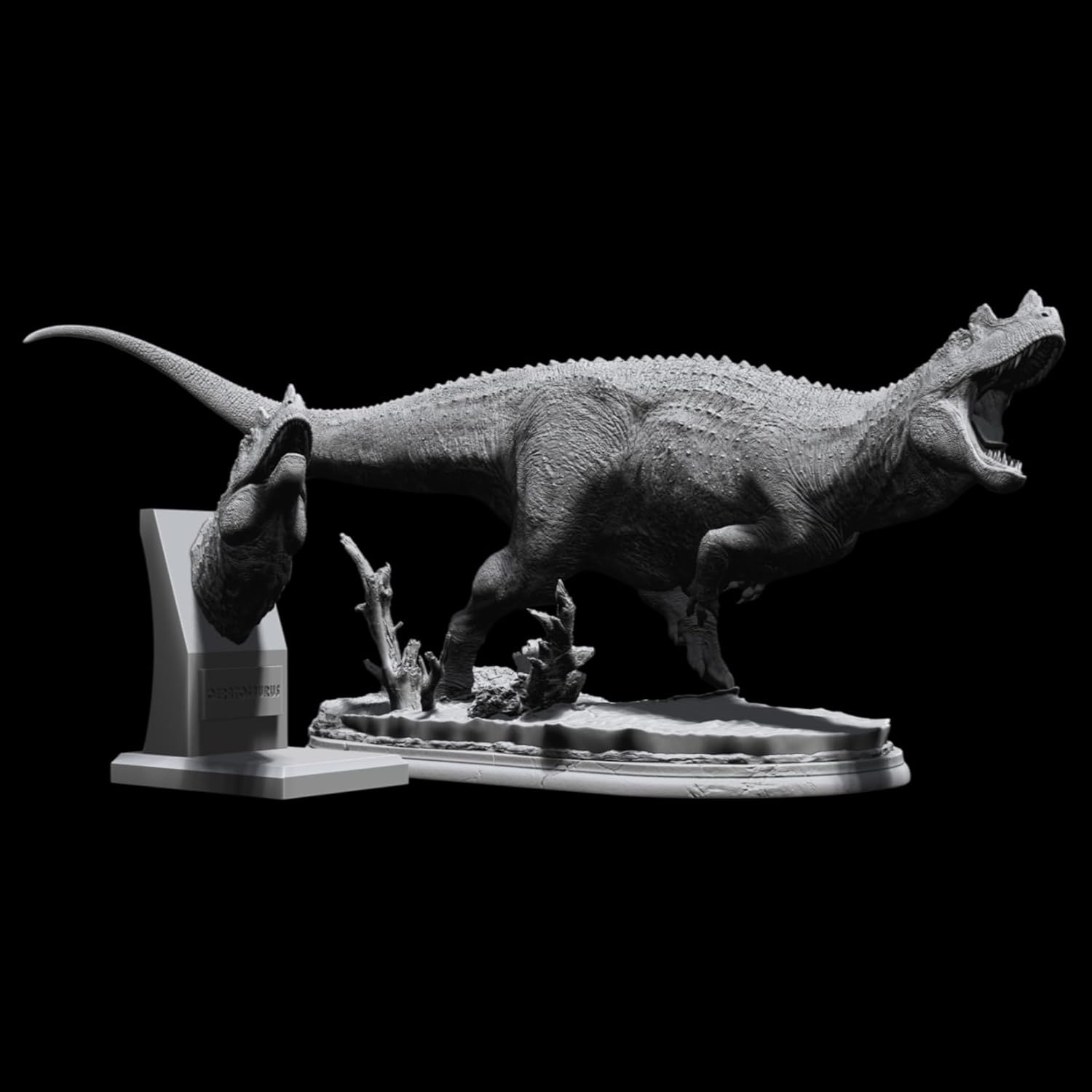 SHOWANNA ケラトサウルス ケラトサウルス科 獣脚類 ジュラ紀 恐竜 リアル フィギュア 情景セット 樹脂 プラモデル 模型 スタチュー 台座付き (1:10) [並行輸入品]