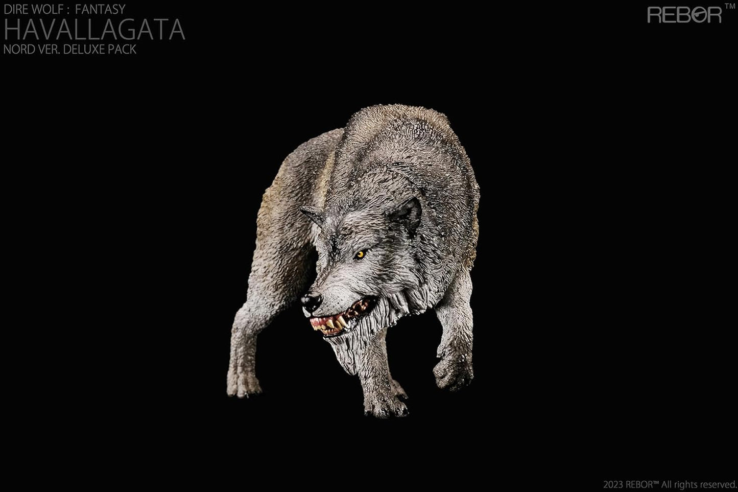 BACALYSO | REBOR 1:11スケール ダイアウルフ フィギュア 狼 オオカミ 食肉目 イヌ科 絶滅種 新生代第四紀更新世 18.5cm級 動物 PVC おもちゃ 模型 (グレイ)
