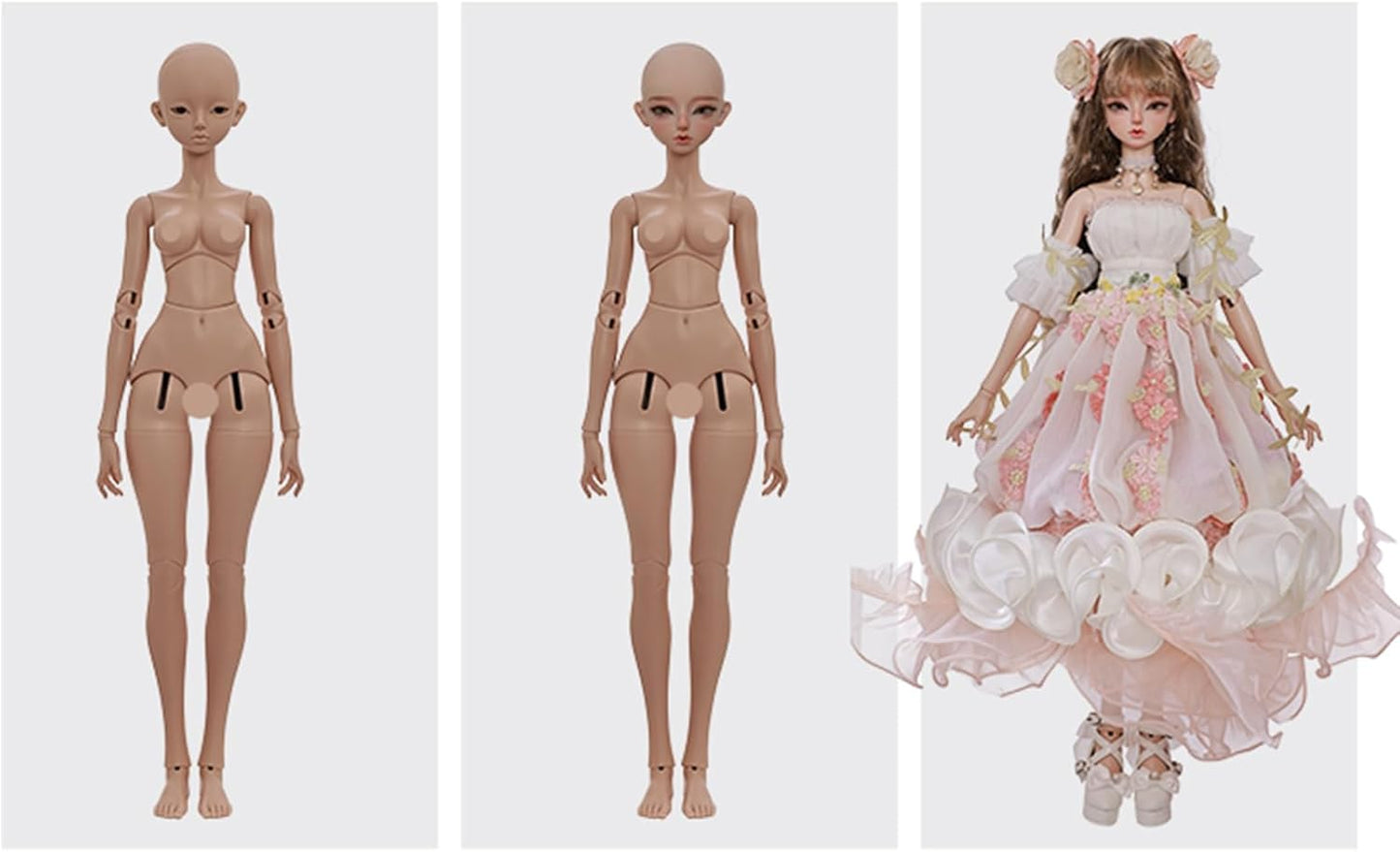 BACALYSO | shuga fairy 1/4 スケール 球体関節人形 女 花笠 花スカート 少女 BJDドール 可動 フィギュア 身長44CM メイク済み プリンセス ドレス 可愛い 樹脂 洋服セットプレゼント (素体（化粧済み）)