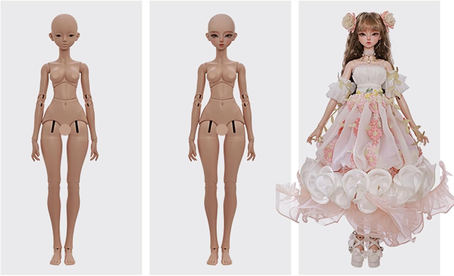 BACALYSO | shuga fairy 1/4 スケール 球体関節人形 女 花笠 花スカート 少女 BJDドール 可動 フィギュア 身長44CM メイク済み プリンセス ドレス 可愛い 樹脂 洋服セットプレゼント (素体（化粧済み）)