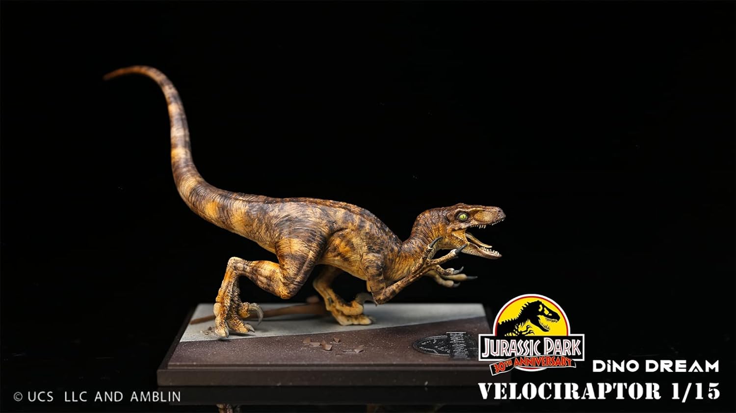 DINO DREAM 2点セット 1/15 サイズ ヴェロキラプトル 小型 肉食 恐竜 24.5cm級 リアル フィギュア 樹脂 プラモデル 大人のおもちゃ 模型 プレゼント プレミアム オリジナル スタチュー 塗装済 完成品 置物 台座付き