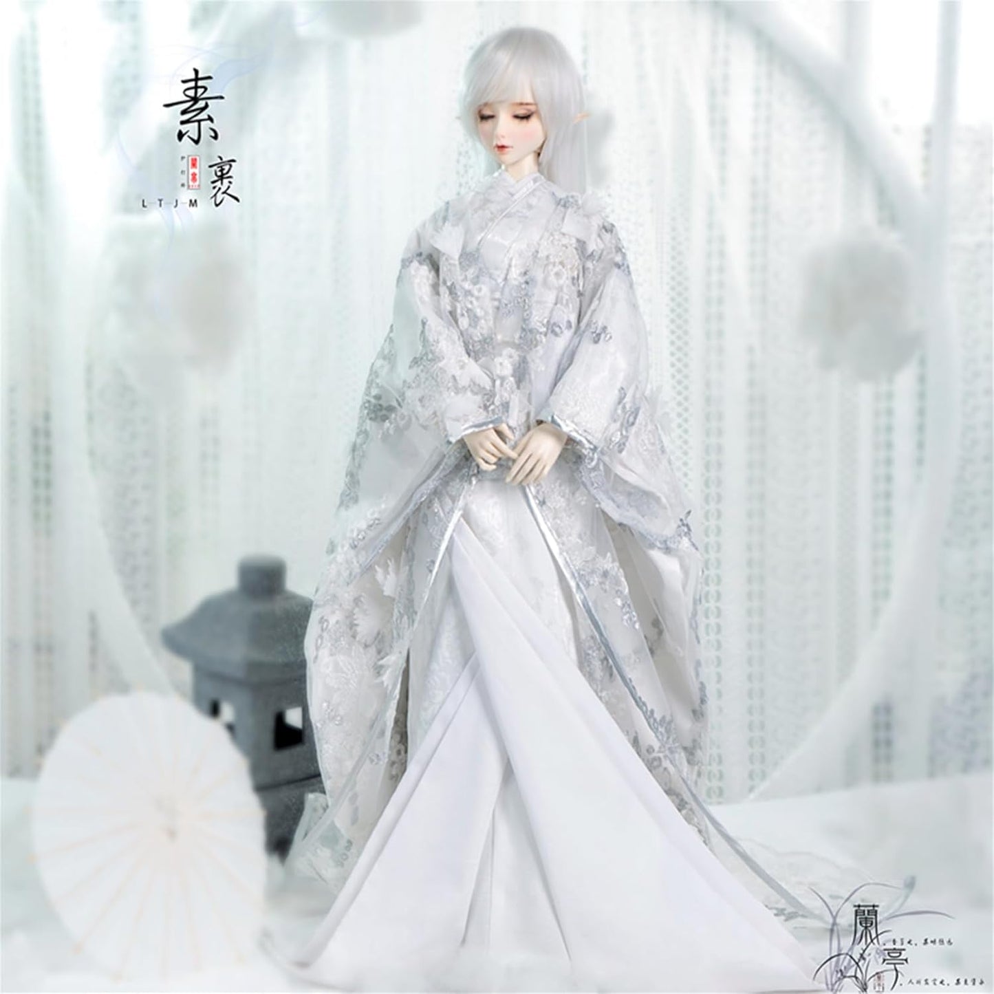 蘭亭集夢 1/3 1/4 スケール BJD 人形服 花魁 立体花柄 花嫁 素裹 女の子 着物 晴れ着 10点セット 振袖 和柄 人形服 着せ替え服 仮装 服セット