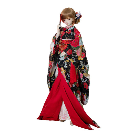 蘭亭集夢 1/3 1/4 1/6 スケール BJD 人形服 花魁 花柄花嫁 流芳女の子 着物晴れ着 9点セット 振袖着物 和柄 人形服 着せ替え服 仮装服セット