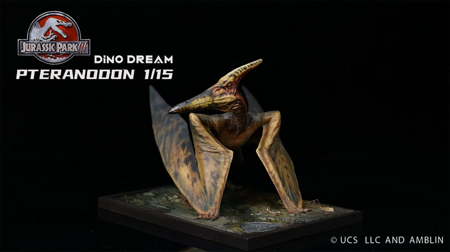 DINO DREAM 1/15 サイズ プテラノドン 翼竜 恐竜 白亜紀 歯のない翼 24.4cm級 リアル フィギュア 樹脂 プラモデル 大人のおもちゃ 模型 プレゼント プレミアム オリジナル スタチュー 塗装済 完成品 置物 台座付き
