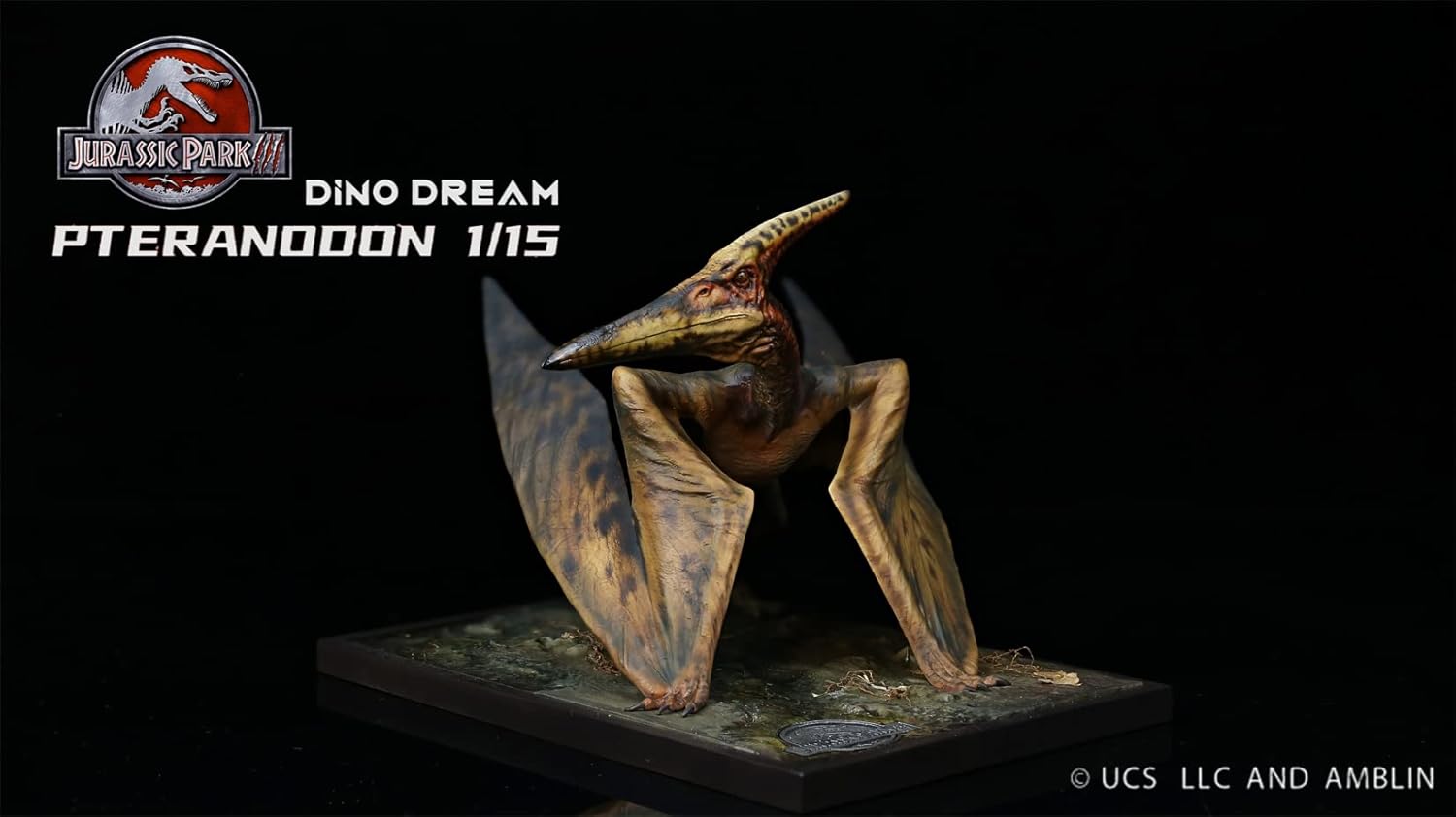 DINO DREAM 1/15 サイズ プテラノドン 翼竜 恐竜 白亜紀 歯のない翼 24.4cm級 リアル フィギュア 樹脂 プラモデル 大人のおもちゃ 模型 プレゼント プレミアム オリジナル スタチュー 塗装済 完成品 置物 台座付き