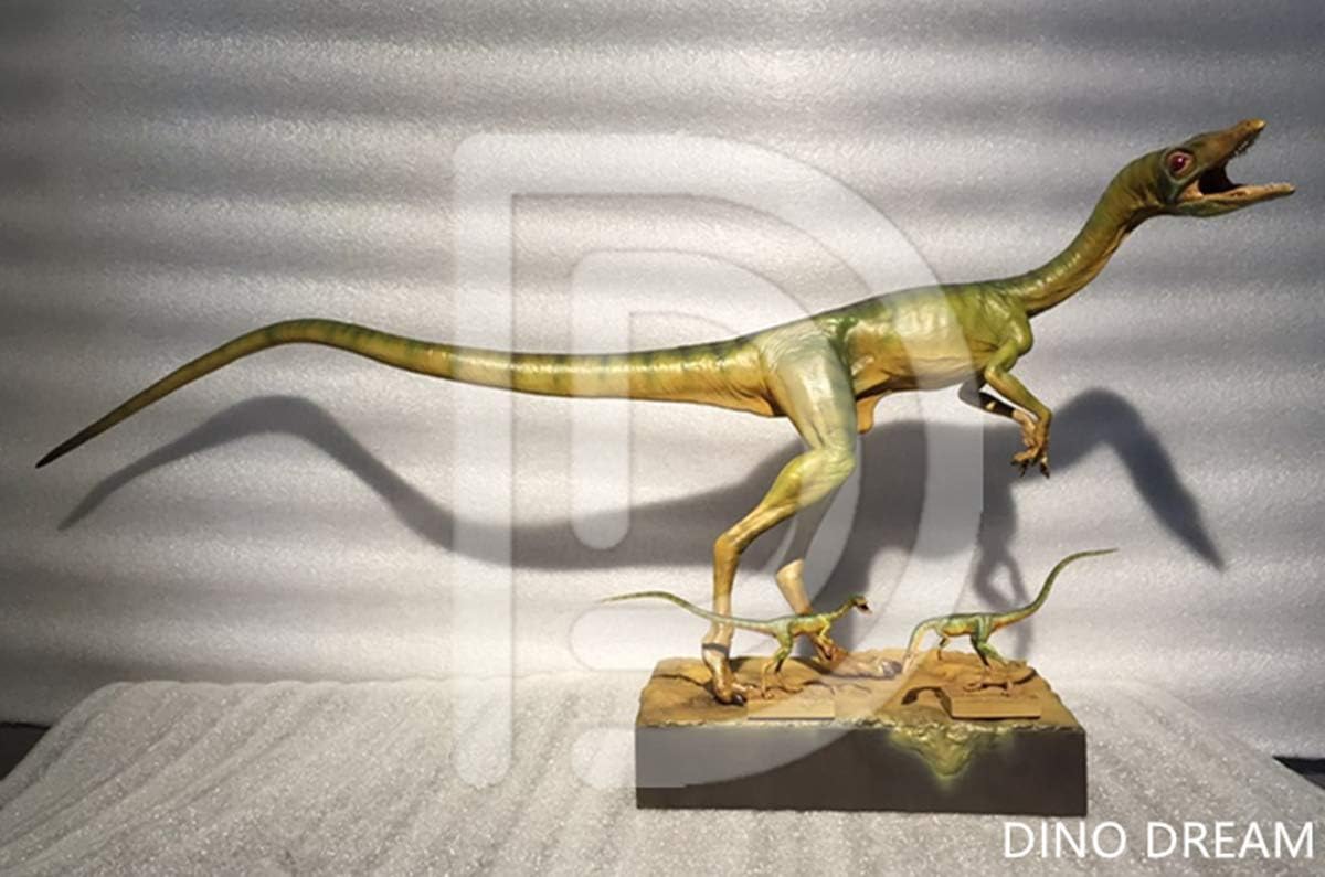 Dino Dream 1/5 サイズ 2点セット オスのコンプソグナトゥス 美顎龍 ジュラ紀 世界最小級 小型 肉食 恐竜 ジュラシック 恐竜 リアル フィギュア PVC モデル 模型 大人のおもちゃ プレゼント 15cm級 塗装済 台座付き