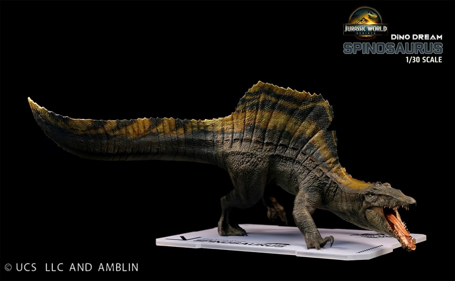 DINO DREAM 1:30 サイズ スピノサウルス 攻撃姿 白亜紀 ティタノサウルス類 鳥吻類 恐竜 30cm級 フィギュア 樹脂 プラモデル 模型 シーン 情景セット 塗装済 台座付き