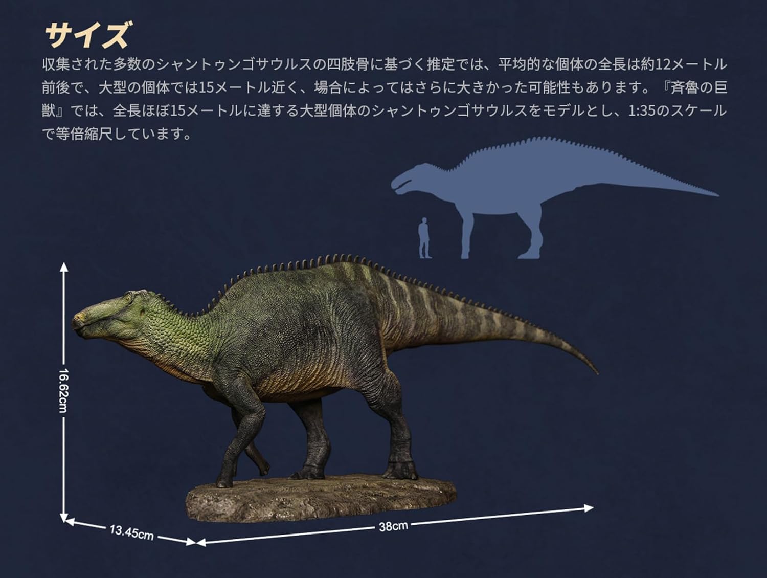 寰宇大千 シャントゥンゴサウルス フィギュア ハドロサウルス科 白亜紀 恐竜 38cmリアル PVC プラモデル 大人のおもちゃ 模型 プレゼント プレミアム スタチュー 塗装済 完成品 [並行輸入品]