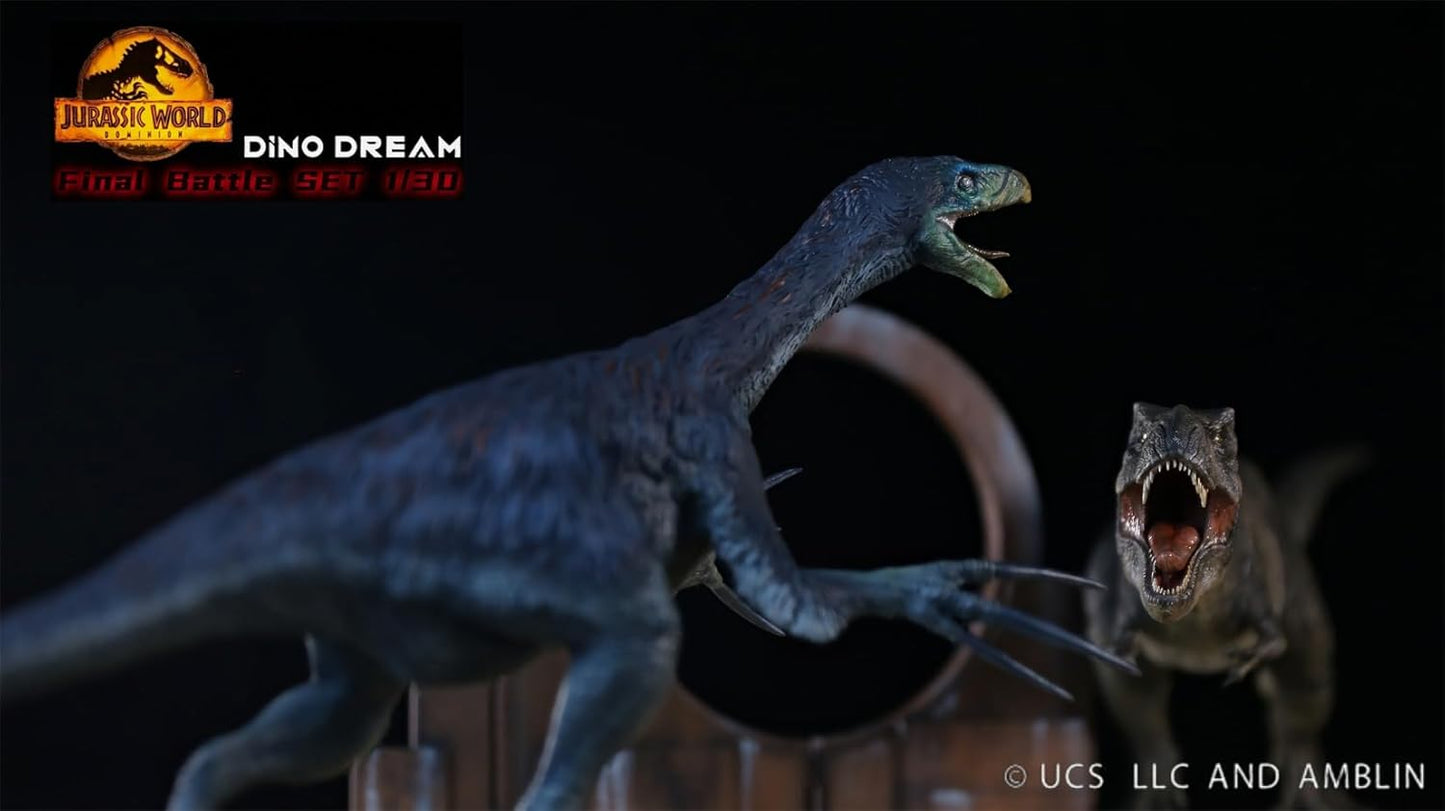 DINO DREAM 限定版 1/30 サイズ ティラノサウルスVSテリジノサウルス フィギュア 最終決戦セット Tレックス Ｔ-REX 44cm級 白亜紀 獣脚類 情景セット 大きい 肉食 恐竜 台座付け リアル 樹脂 プラモデル 模型 塗装済 置物