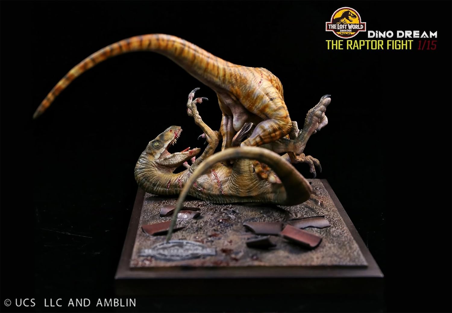 DINO DREAM 1/15 サイズ ヴェロキラプトル ドロマエオサウルス科 白亜紀 小型肉食恐竜 恐竜 24cm級 フィギュア 樹脂 プラモデル 模型 シーン 情景セット 塗装済 台座付き