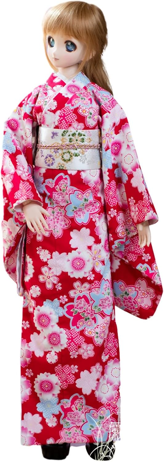 蘭亭集夢 1/3 1/4 1/6 スケール BJD 人形服 紅地 桜 卒業着物 纷悦 女の子 晴れ着 7点セット 振袖 和柄 人形服 着せ替え服 仮装 服セット