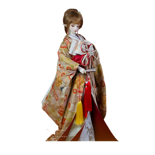 蘭亭集夢 1/3 1/4 1/6 スケール BJD 人形服 花魁 花嫁 盛晶 女の子 着物 晴れ着 8点セット 振袖 和柄 人形服 着せ替え 服 仮装 服セット