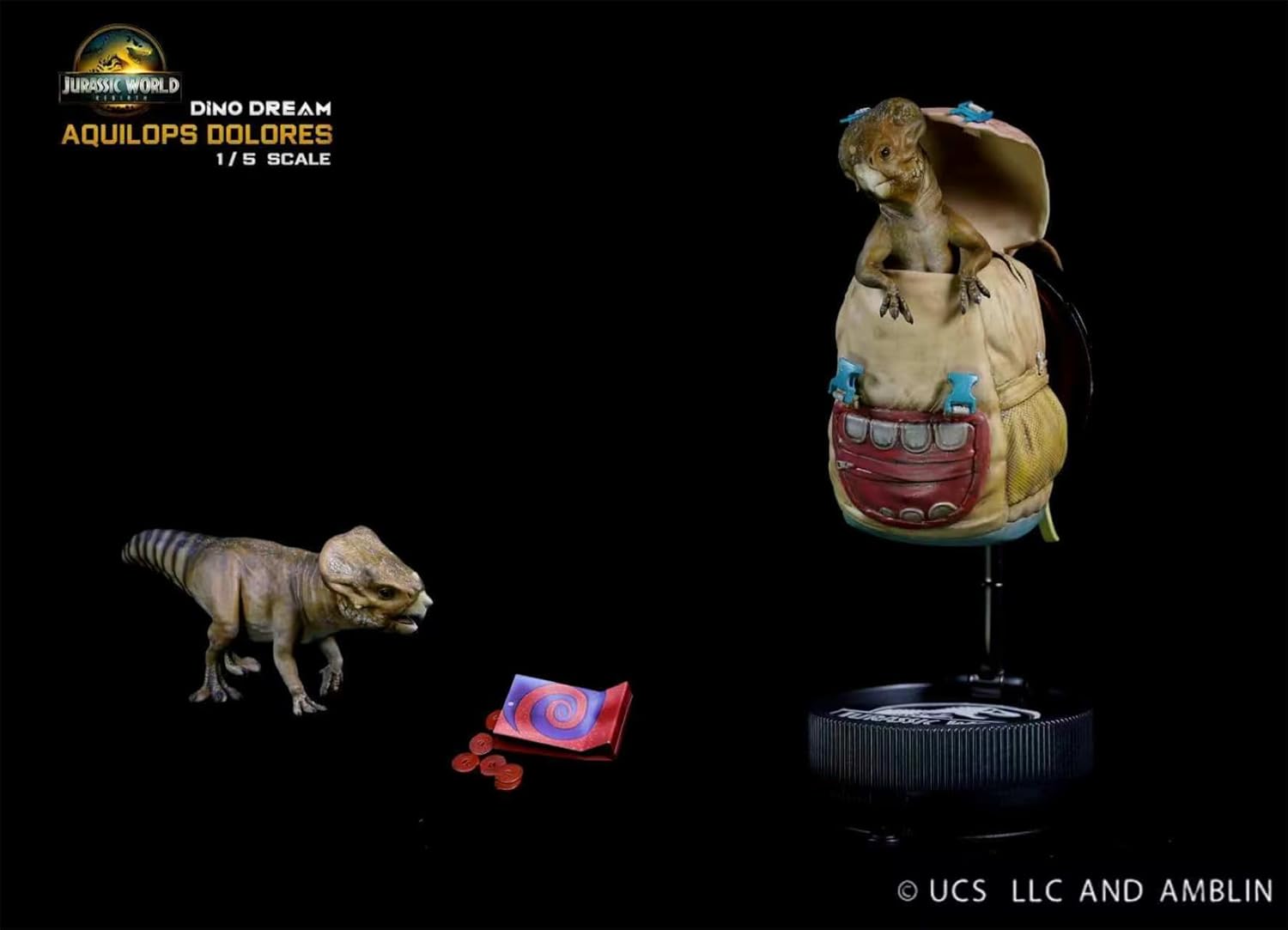 DINO DREAM 1/5 サイズ アクイロプス セット 白亜紀後期 角竜類 アクイロプス属 恐竜 11cm級 フィギュア 樹脂 プラモデル 模型 シーン 情景セット 塗装済 台座付き
