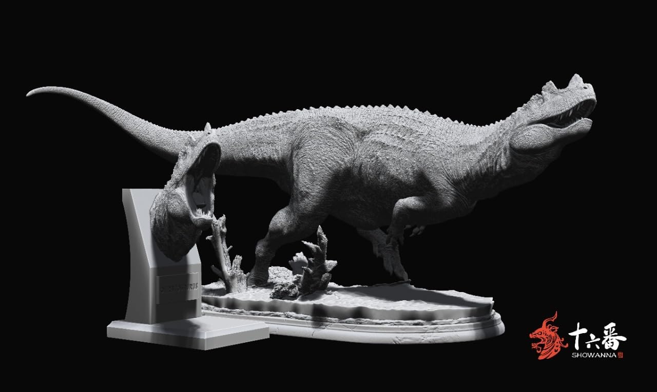 SHOWANNA 1/35ケラトサウルス ケラトサウルス科 18.5CM 獣脚類 ジュラ紀 恐竜 リアル フィギュア 情景セット 樹脂 プラモデル 模型 スタチュー 台座付き [並行輸入品]