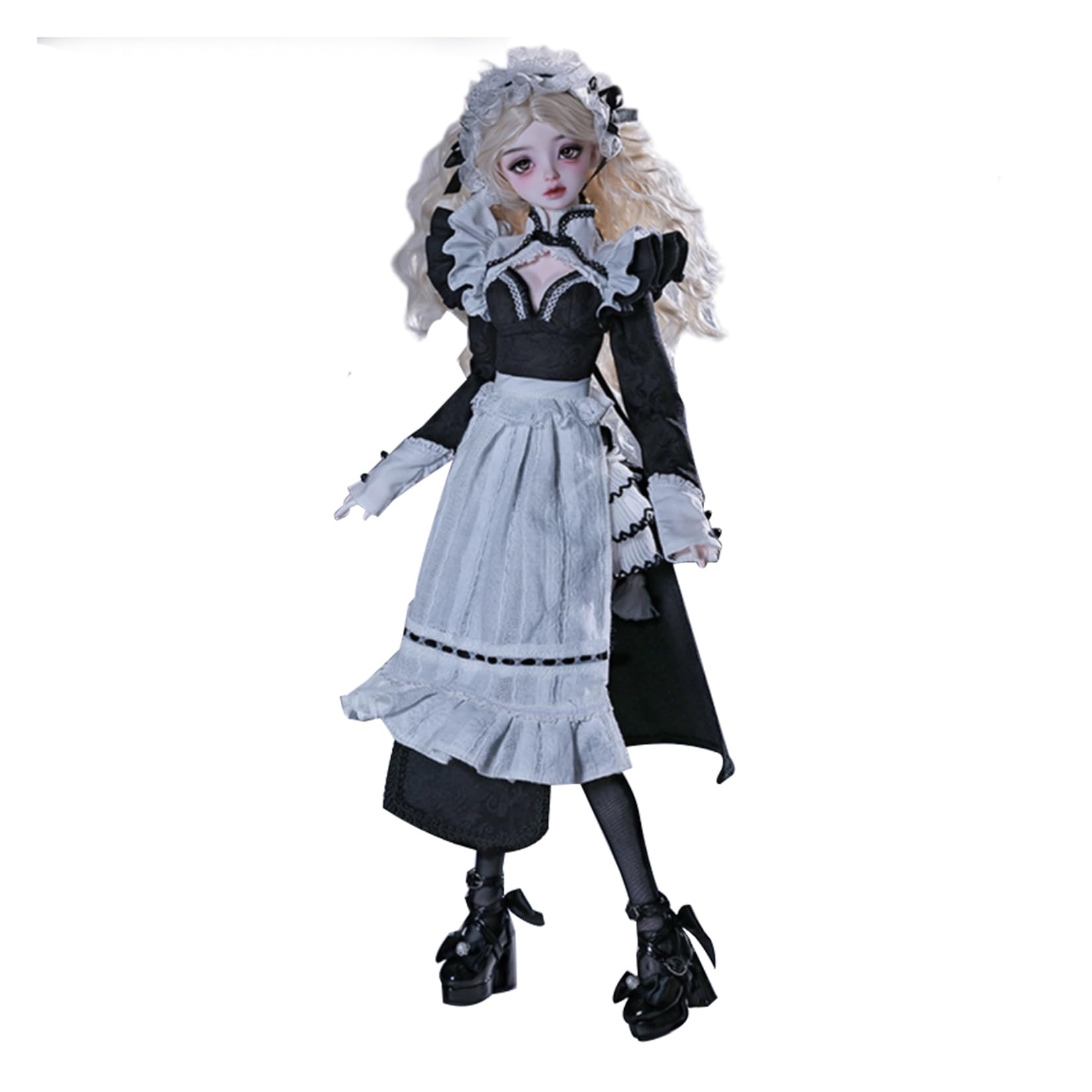 BACALYSO | shuga fairy 1/4 スケール 球体関節人形 女 奈々 中華娘 メイド服 スカート 少女 BJDドール 可動 フィギュア 身長44CM メイク済み プリンセス ドレス 可愛い 樹脂 洋服セットプレゼント (素体（化粧済み）)
