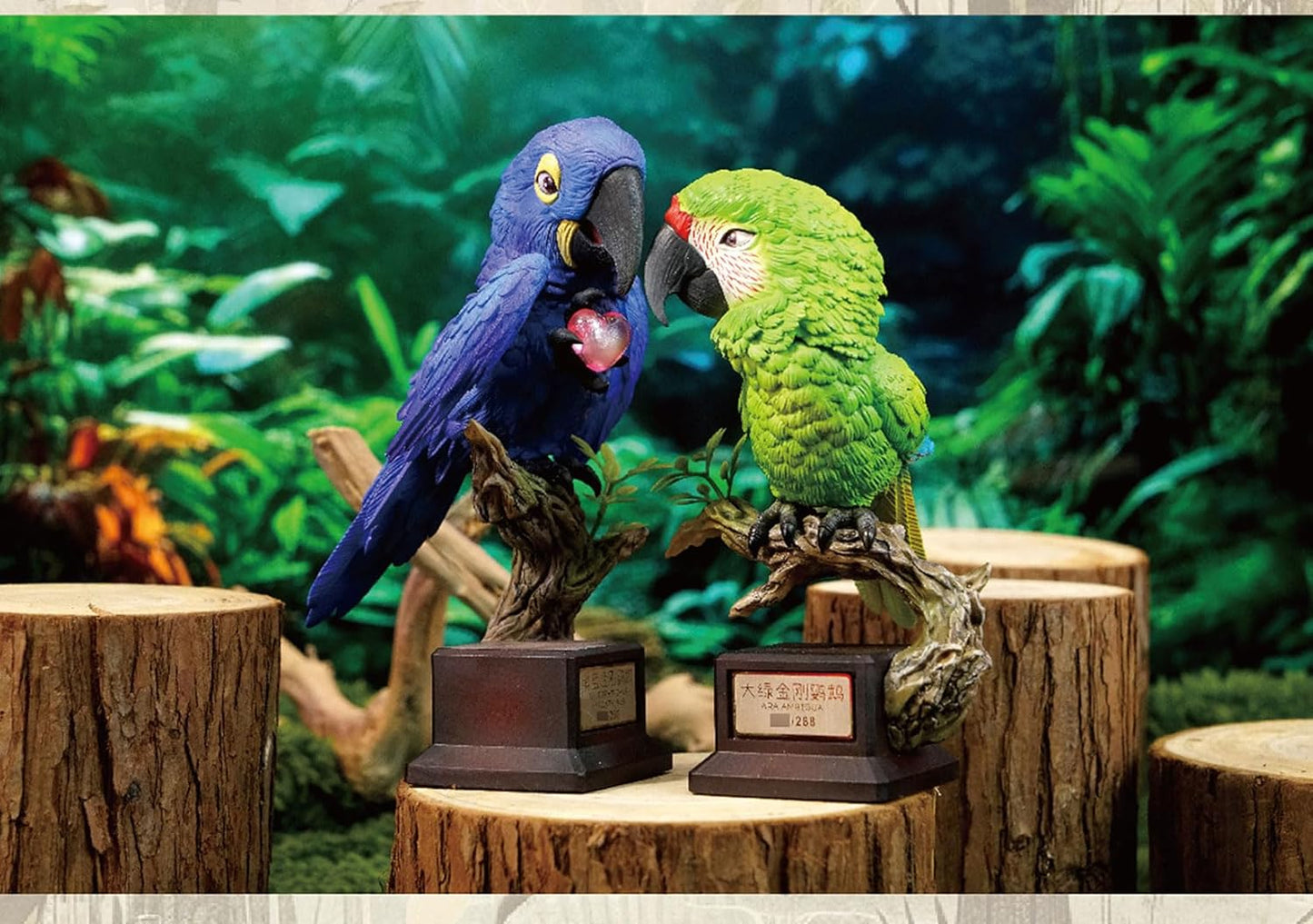 動物バンバン 鳥シリーズ第5弾 ヒワコンゴウインコ スミレコンゴウインコ フィギュア オス メス 台座付き 14cm級 リアル 可愛い プラモデル 大人のコレクション スタチュー 模型 プレゼント 撮影道具 置物 (2点セット) [並行輸入品]