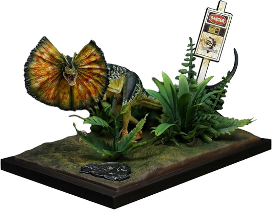 DINO DREAM 1/15 サイズ ディロフォサウルス ジュラ紀 肉食 獣脚類恐竜 18cm級 オス メス リアル フィギュア 樹脂 プラモデル 大人のおもちゃ 模型 シーン 情景セット プレゼント プレミアム オリジナル スタチュー 塗装済 完成品 置物 台座付き (開く)