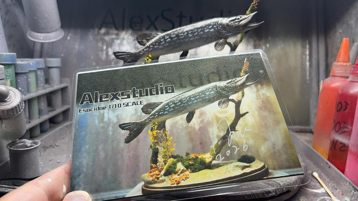 Alex STUDIO ノーザンパイク フィギュア 魚 カワカマス属 動物 淡水魚 リアル 樹脂 プラモデル 大人のおもちゃ 模型 プレゼント 置物 台座付き (1/6) [並行輸入品]