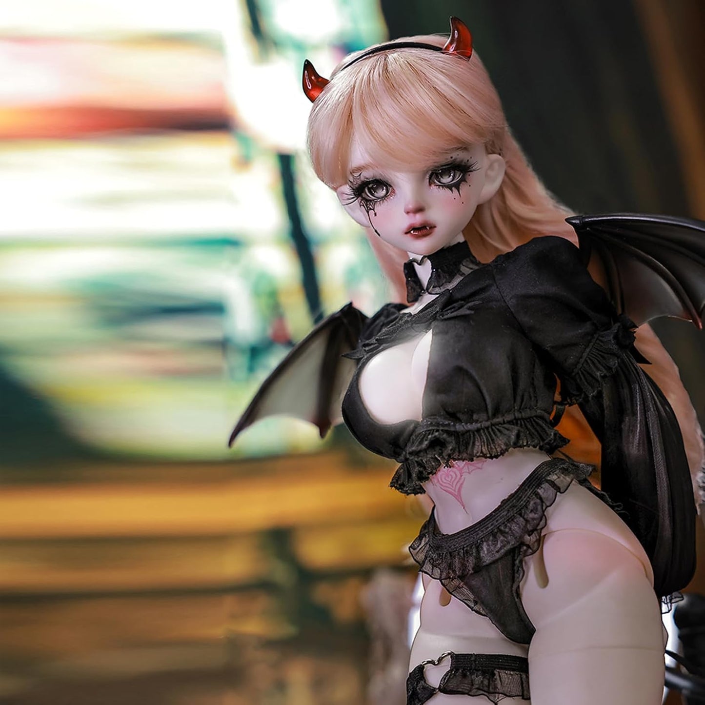 BACALYSO | shuga fairy 1/4 スケール 球体関節人形 女 サブリナ 悪魔 セクッシー 翼 BJDドール 可動 フィギュア 身長41CM メイク済み 仮装でき 可愛い 樹脂 服セット (洋服セット)