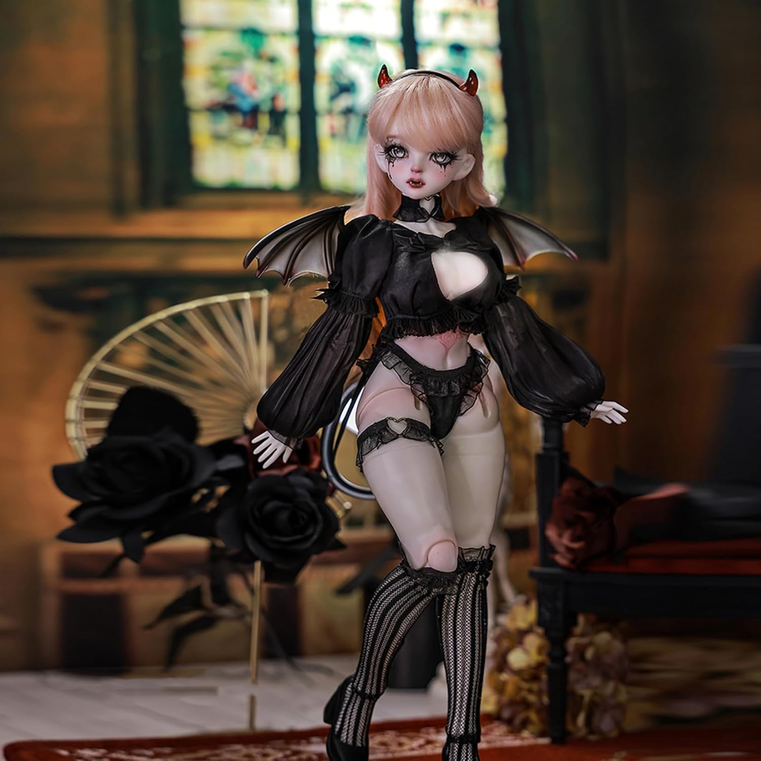 BACALYSO | shuga fairy 1/4 スケール 球体関節人形 女 サブリナ 悪魔 セクッシー 翼 BJDドール 可動 フィギュア 身長41CM メイク済み 仮装でき 可愛い 樹脂 服セット (洋服セット)