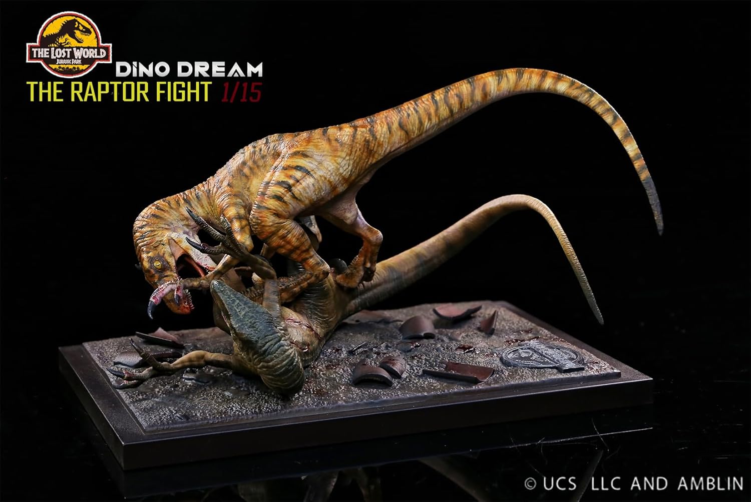 DINO DREAM 1/15 サイズ ヴェロキラプトル ドロマエオサウルス科 白亜紀 小型肉食恐竜 恐竜 24cm級 フィギュア 樹脂 プラモデル 模型 シーン 情景セット 塗装済 台座付き