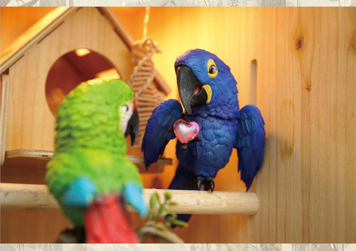 動物バンバン 鳥シリーズ第5弾 ヒワコンゴウインコ スミレコンゴウインコ フィギュア オス メス 台座付き 14cm級 リアル 可愛い プラモデル 大人のコレクション スタチュー 模型 プレゼント 撮影道具 置物 (2点セット) [並行輸入品]