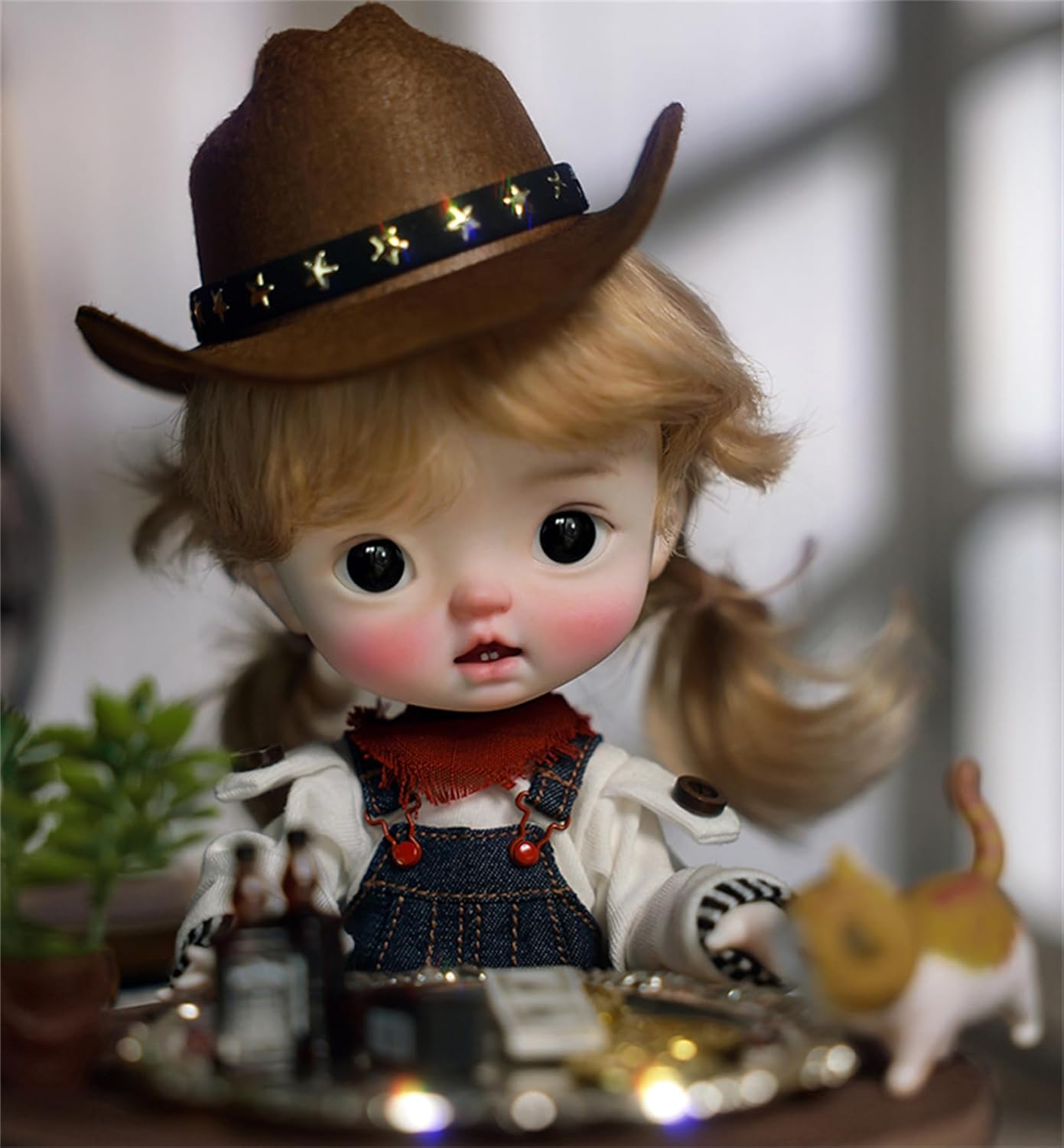 BACALYSO | shuga fairy 1/6 スケール 球体関節人形 女 Thessa チカウボーイ少女 帽子付き 元気 BJDドール 可動 フィギュア 身長26.5CM メイク済み 仮装でき 可愛い 樹脂 服セット (服セット)