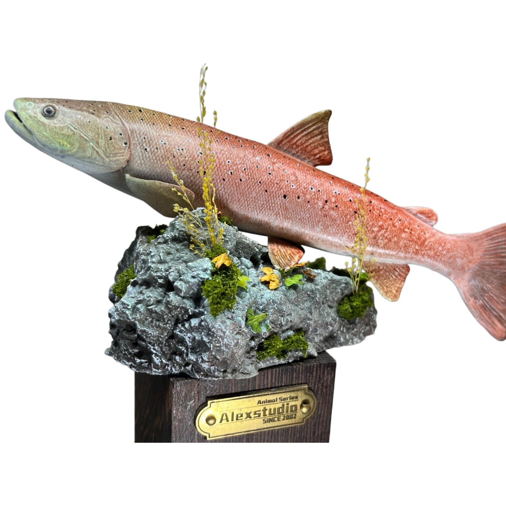 Alex STUDIO アムールイトウ フィギュア 魚 サケ科 動物 淡水魚 リアル 樹脂 プラモデル 大人のおもちゃ 模型 プレゼント 置物 台座付き (1/6) [並行輸入品]