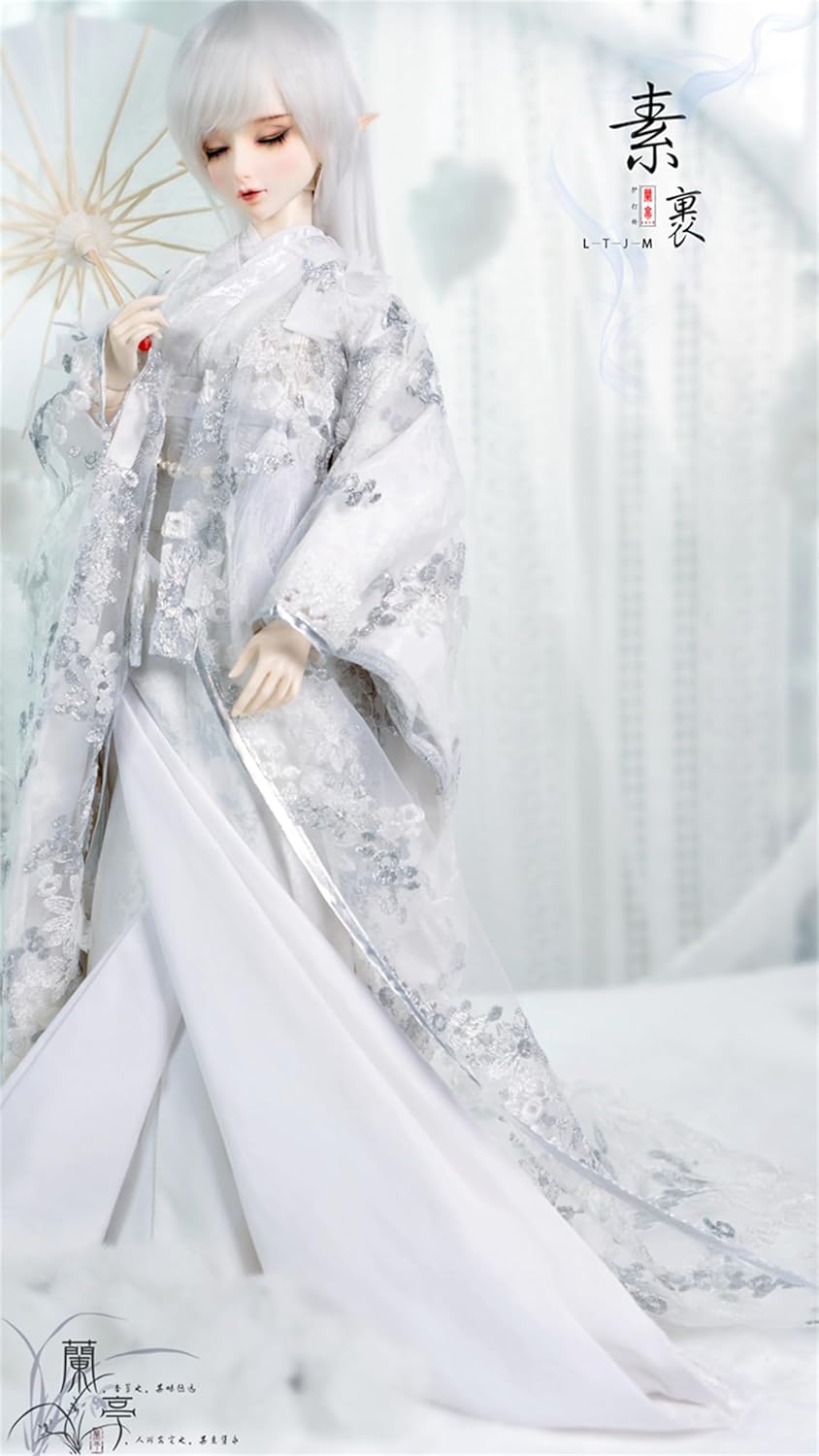 蘭亭集夢 1/3 1/4 スケール BJD 人形服 花魁 立体花柄 花嫁 素裹 女の子 着物 晴れ着 10点セット 振袖 和柄 人形服 着せ替え服 仮装 服セット