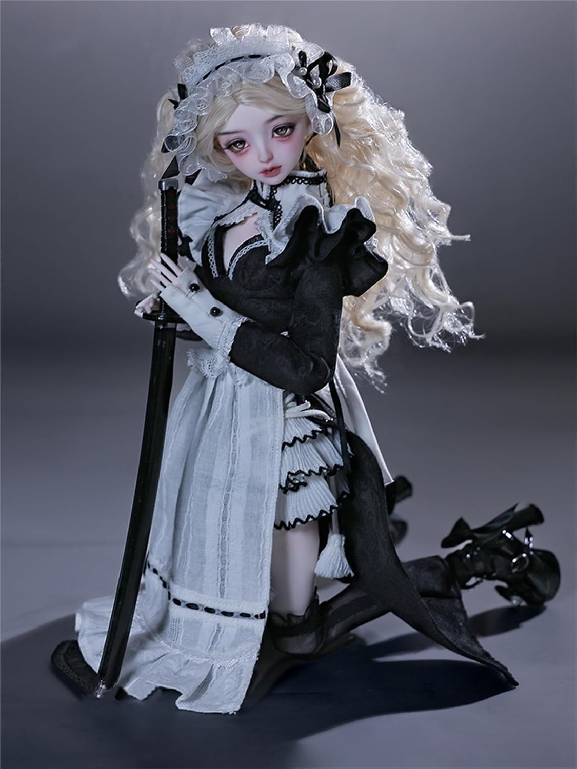 BACALYSO | shuga fairy 1/4 スケール 球体関節人形 女 奈々 中華娘 メイド服 スカート 少女 BJDドール 可動 フィギュア 身長44CM メイク済み プリンセス ドレス 可愛い 樹脂 洋服セットプレゼント (素体（化粧済み）)