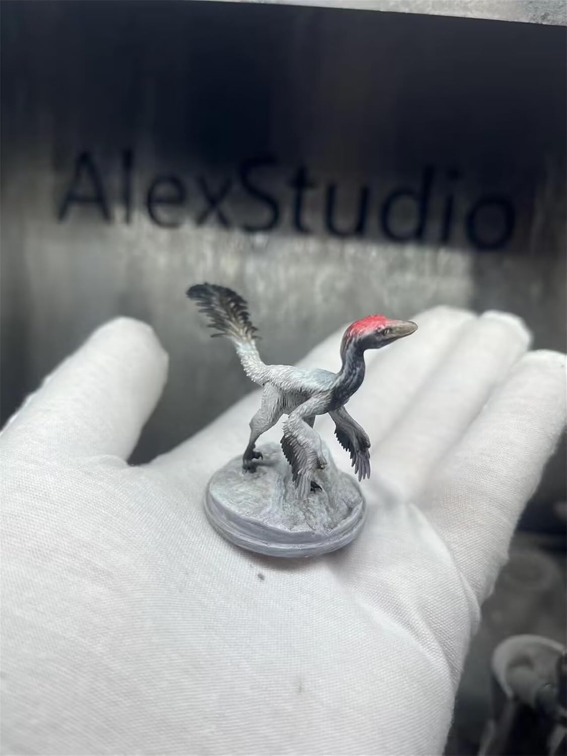BACALYSO | ALEX STUDIO Troodon Figure, Feather Dinosaur, Troodon Genus, Late Cretaceous Carnivorous Dinosaur, Resin, Painted, Realistic, Complete Animal, Plastic Model, Toy, Figurine (1/15)