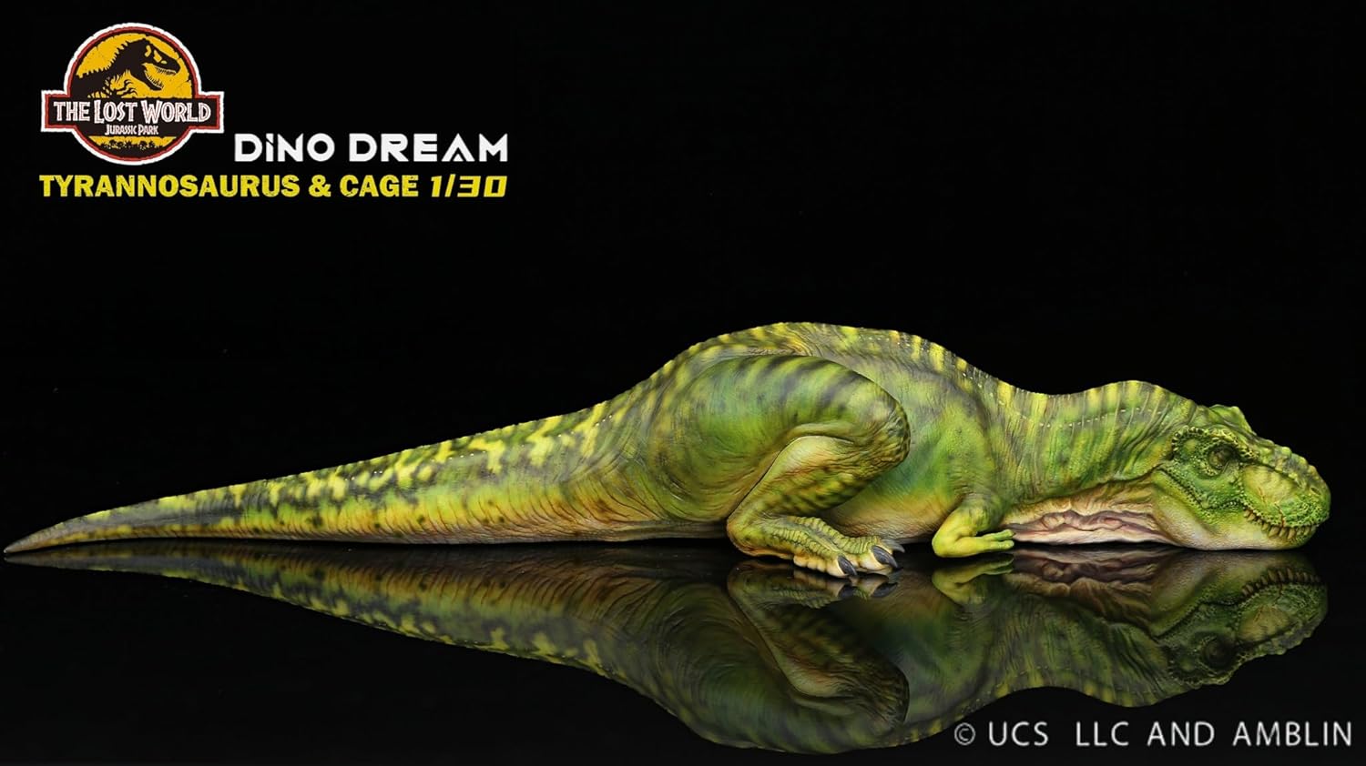 DINO DREAM 1/30 スケール ティラノサウルス ケージに眠ている ジュラ紀 肉食 恐竜 43cm級 リアル フィギュア 樹脂 プラモデル 大人のおもちゃ 模型 情景セット 塗装済 完成品 置物