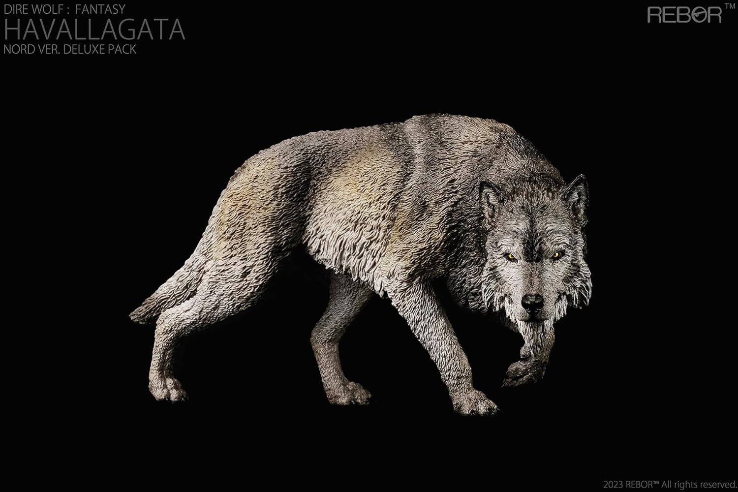 BACALYSO | REBOR 1:11スケール ダイアウルフ フィギュア 狼 オオカミ 食肉目 イヌ科 絶滅種 新生代第四紀更新世 18.5cm級 動物 PVC おもちゃ 模型 (グレイ)