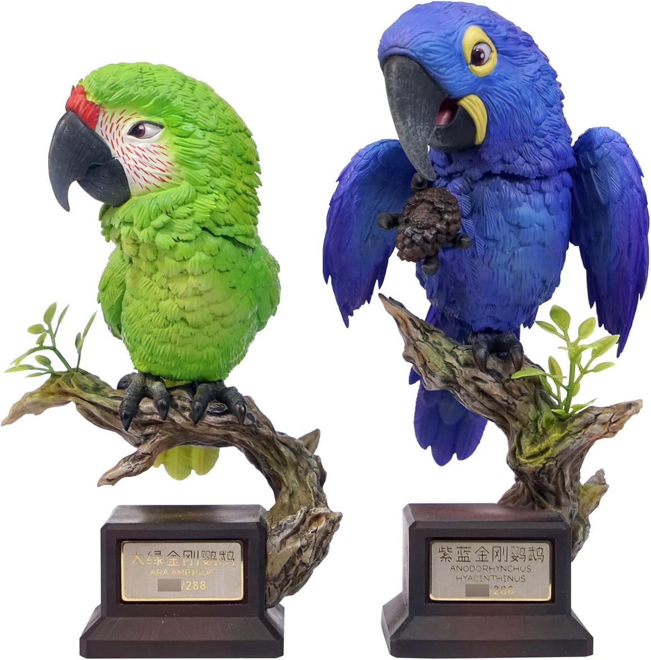 動物バンバン 鳥シリーズ第5弾 ヒワコンゴウインコ スミレコンゴウインコ フィギュア オス メス 台座付き 14cm級 リアル 可愛い プラモデル 大人のコレクション スタチュー 模型 プレゼント 撮影道具 置物 (2点セット) [並行輸入品]