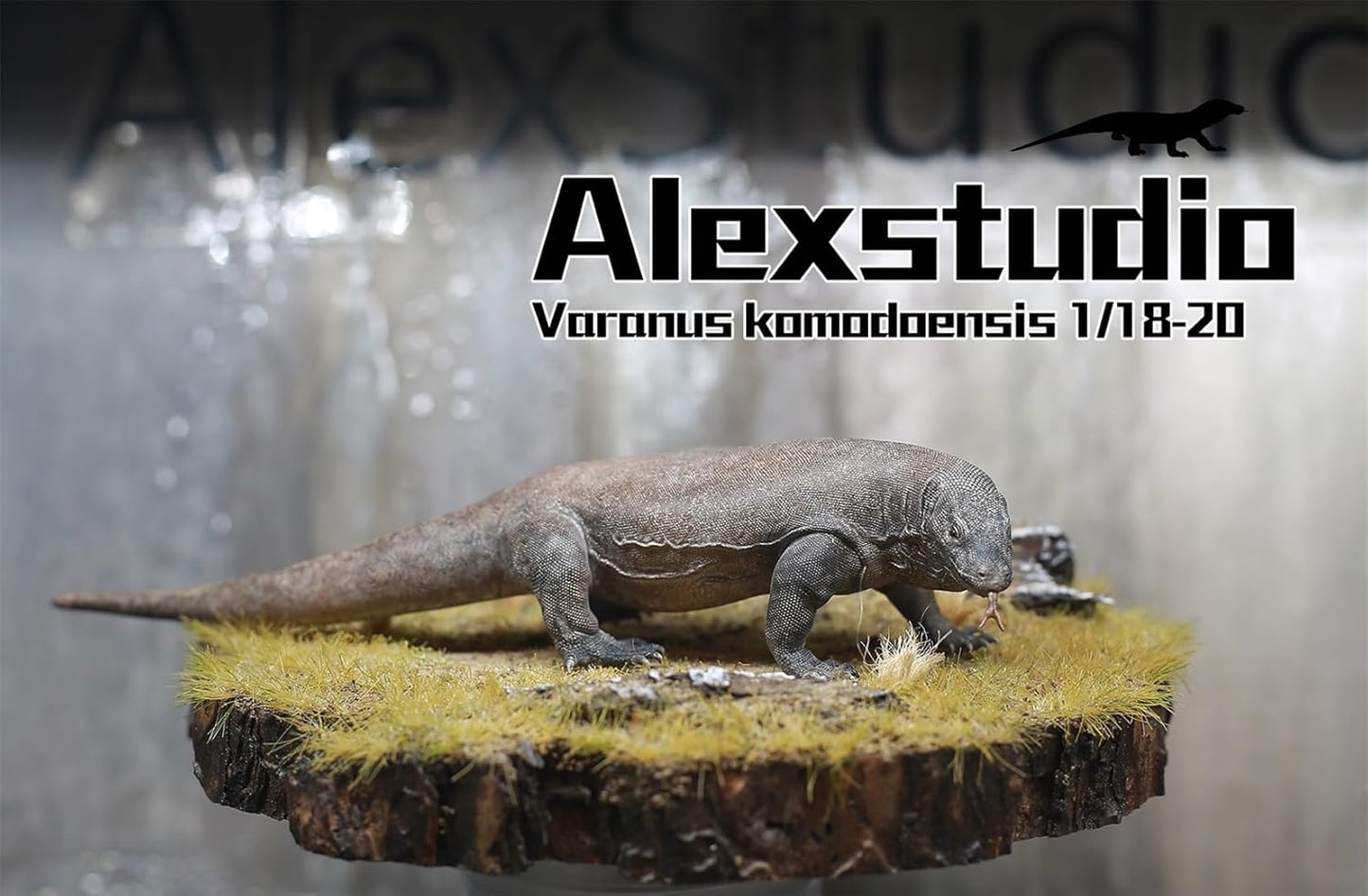 Alex STUDIO コモドオオトカゲ フィギュア コモドドラゴン 動物 爬虫綱 有鱗目 オオトカゲ科 リアル 樹脂 プラモデル 大人のおもちゃ 模型 プレゼント 置物 台座付き (1/20-18) [並行輸入品]