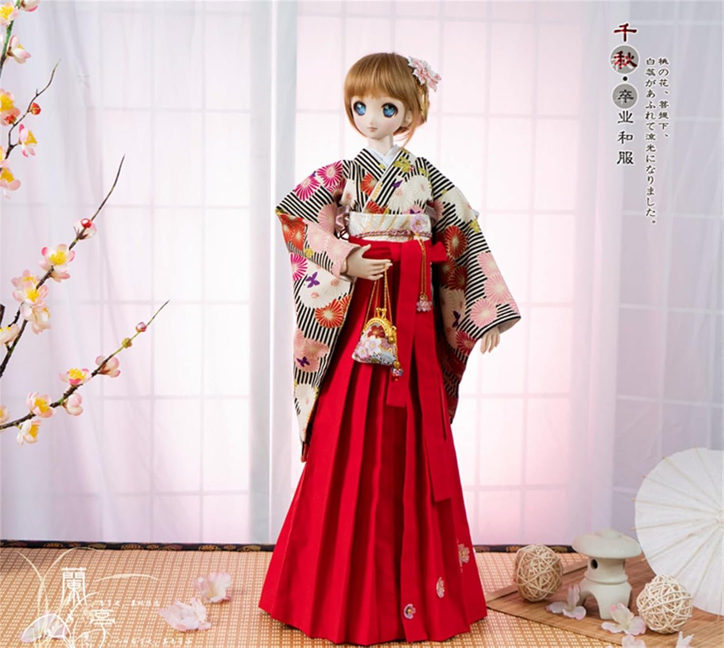 蘭亭集夢 1/3 1/4 1/6 スケール BJD 人形服 菊 卒業着物 千秋 女の子 晴れ着 7点セット 振袖 和柄 花柄 可愛い ドール 人形服 着せ替え服 仮装 服セット