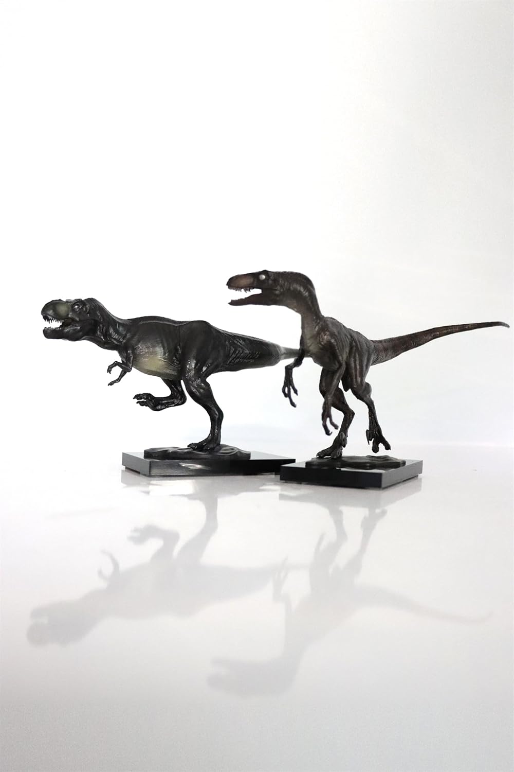 DINO DREAM 周年記念モデル ティラノサウルス VS ヴェロキラプトル フィギュア セット Tレックス Ｔ-REX 20cm級 肉食 恐竜 台座付け リアル 銅像 樹脂 プラモデル 模型 塗装済 置物