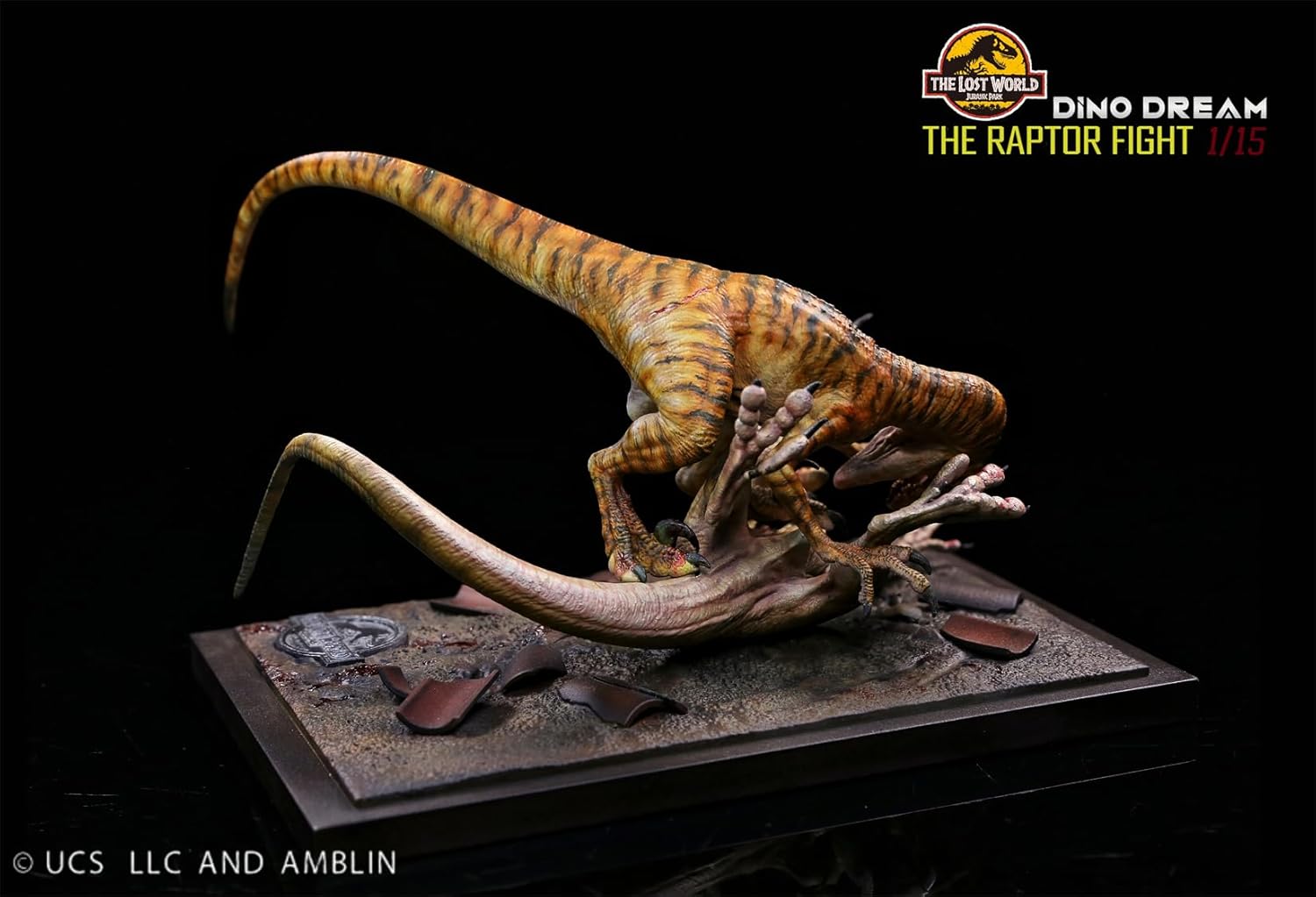 DINO DREAM 1/15 サイズ ヴェロキラプトル ドロマエオサウルス科 白亜紀 小型肉食恐竜 恐竜 24cm級 フィギュア 樹脂 プラモデル 模型 シーン 情景セット 塗装済 台座付き