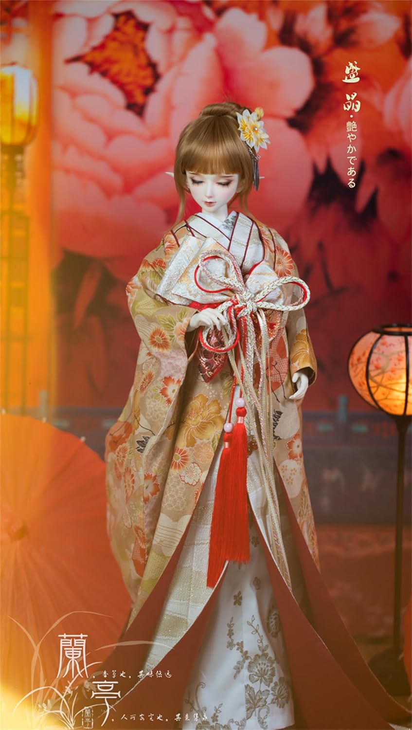 蘭亭集夢 1/3 1/4 1/6 スケール BJD 人形服 花魁 花嫁 盛晶 女の子 着物 晴れ着 8点セット 振袖 和柄 人形服 着せ替え 服 仮装 服セット