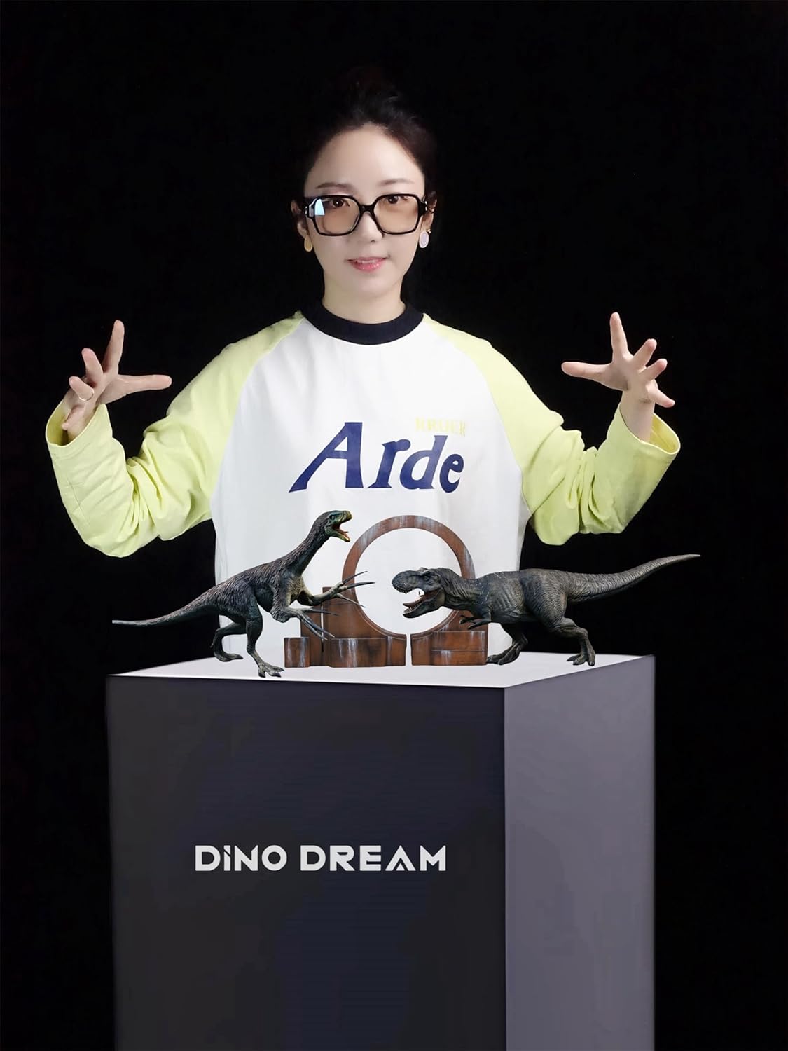 DINO DREAM 限定版 1/30 サイズ ティラノサウルスVSテリジノサウルス フィギュア 最終決戦セット Tレックス Ｔ-REX 44cm級 白亜紀 獣脚類 情景セット 大きい 肉食 恐竜 台座付け リアル 樹脂 プラモデル 模型 塗装済 置物