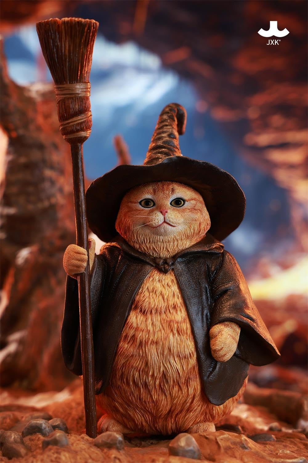 JXK 1/6 サイズ 猫 魔法使い猫 可愛い ネコ 動物 リアル フィギュア 樹脂 プラモデル 模型 16cm級 完成品 ネコ好き 置物 (CS02A)