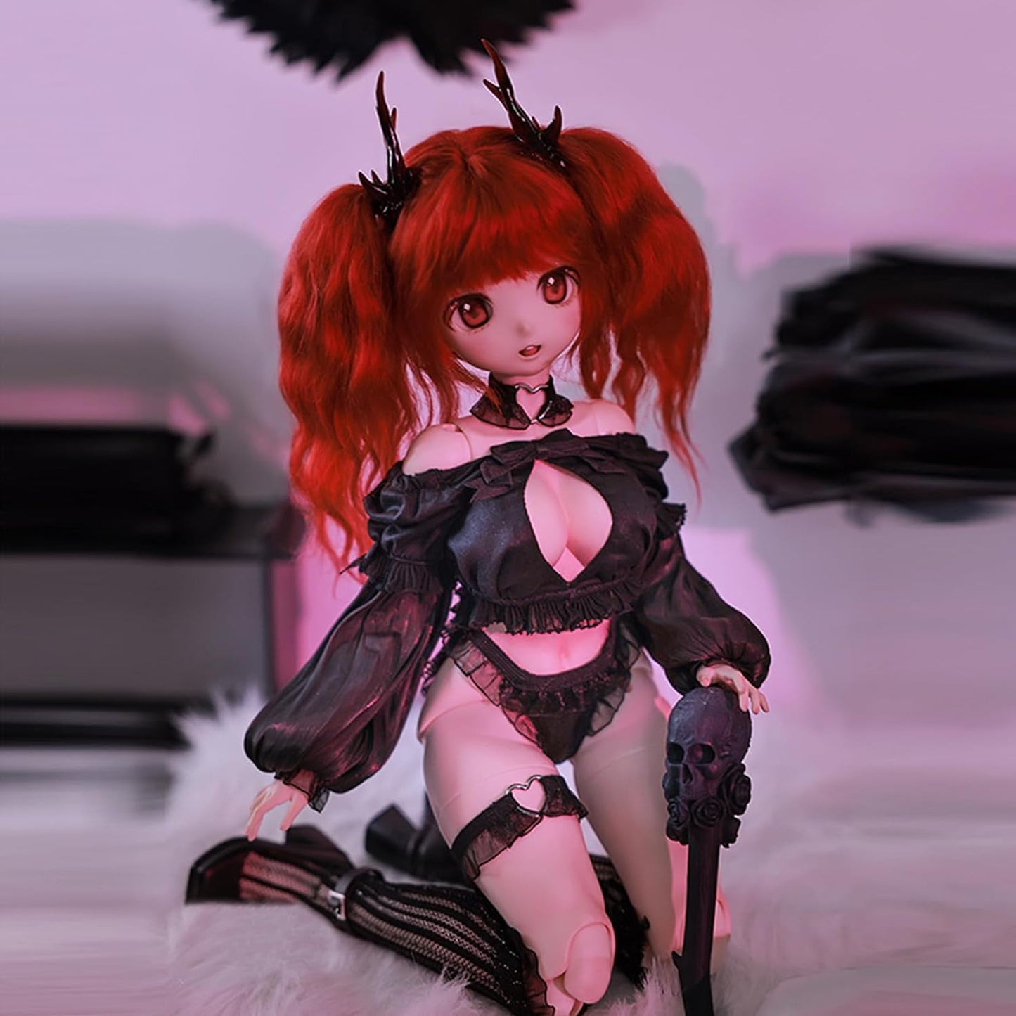 shuga fairy 1/4 スケール 球体関節人形 女 sakiya 咲 悪魔 セクッシー BJDドール 可動 フィギュア 身長44CM メイク済み 仮装でき 可愛い 樹脂 服セット