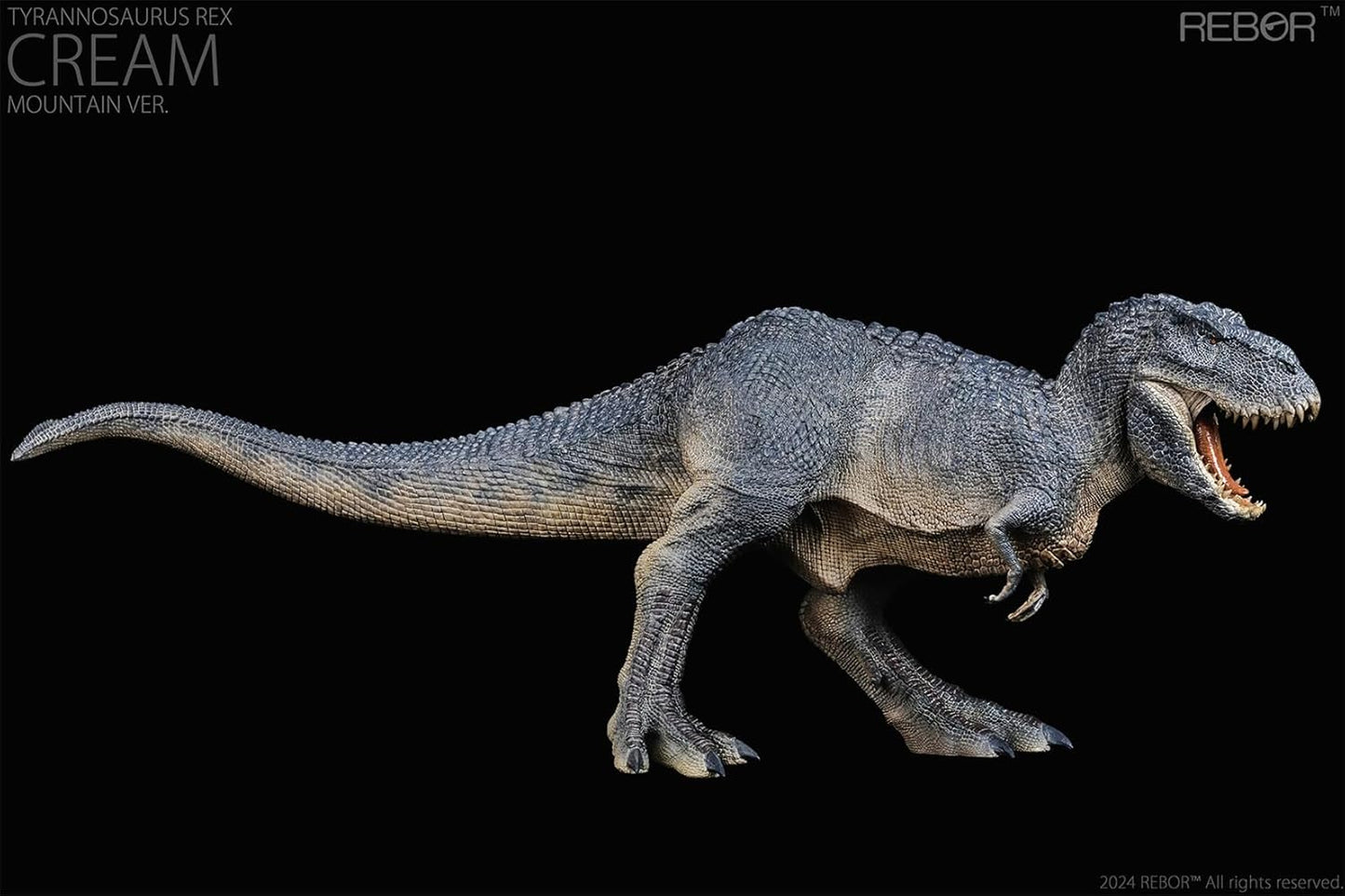 BACALYSO |REBOR 1/35 サイズ ティラノサウルス フィギュア Tレックス T-REX 獣脚類 恐竜 42cm級 口開閉可能 恐ろしい 模型 白亜紀 情景セット プラモデル 大人おもちゃ 置物 プレゼント (山脈)