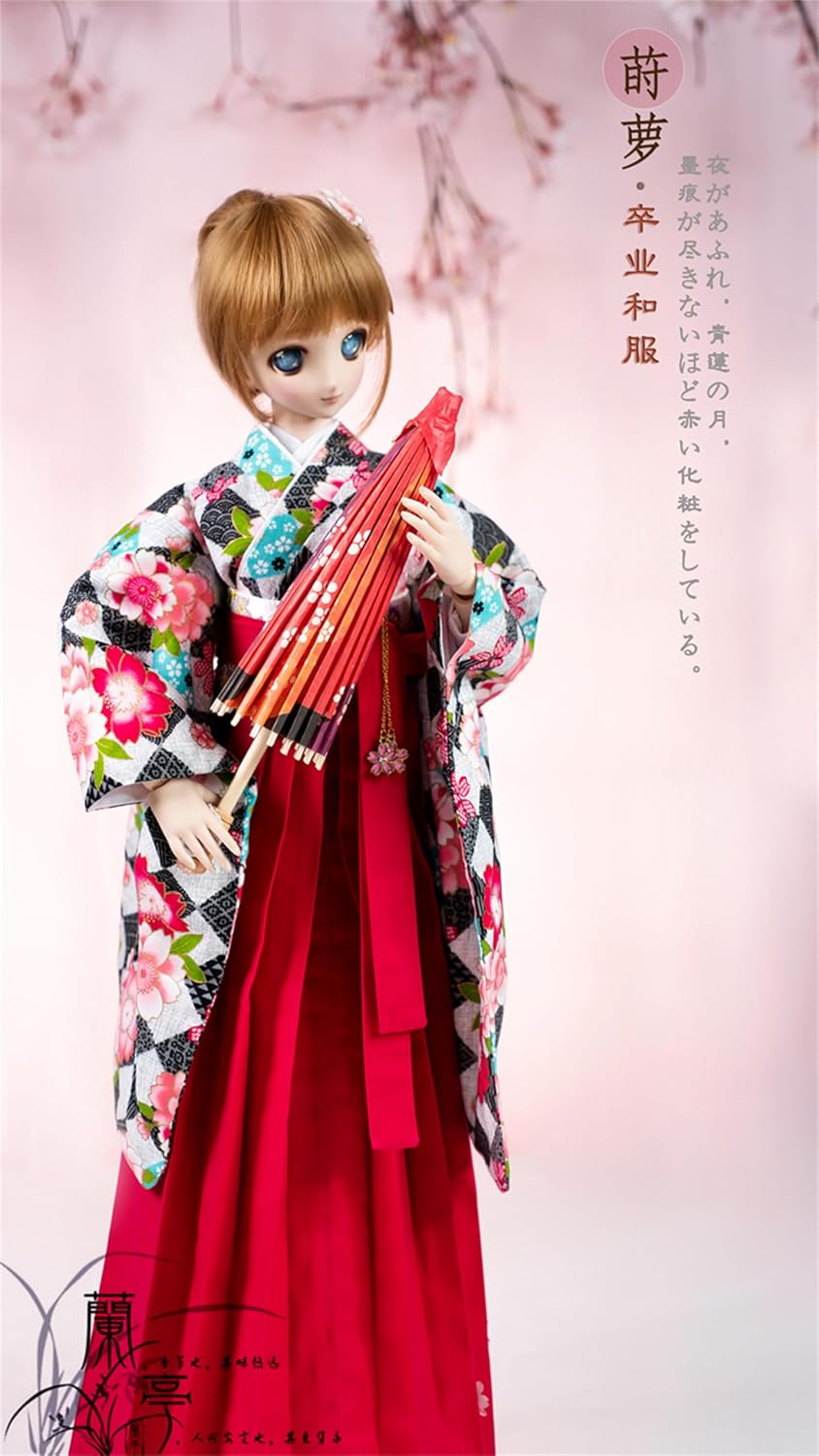 蘭亭集夢 1/3 1/4 1/6 スケール BJD 人形服 桜 矢羽卒業着物 莳萝 女の子 晴れ着 7点セット 振袖 和柄 花柄 人形服 着せ替え服 仮装 服セット