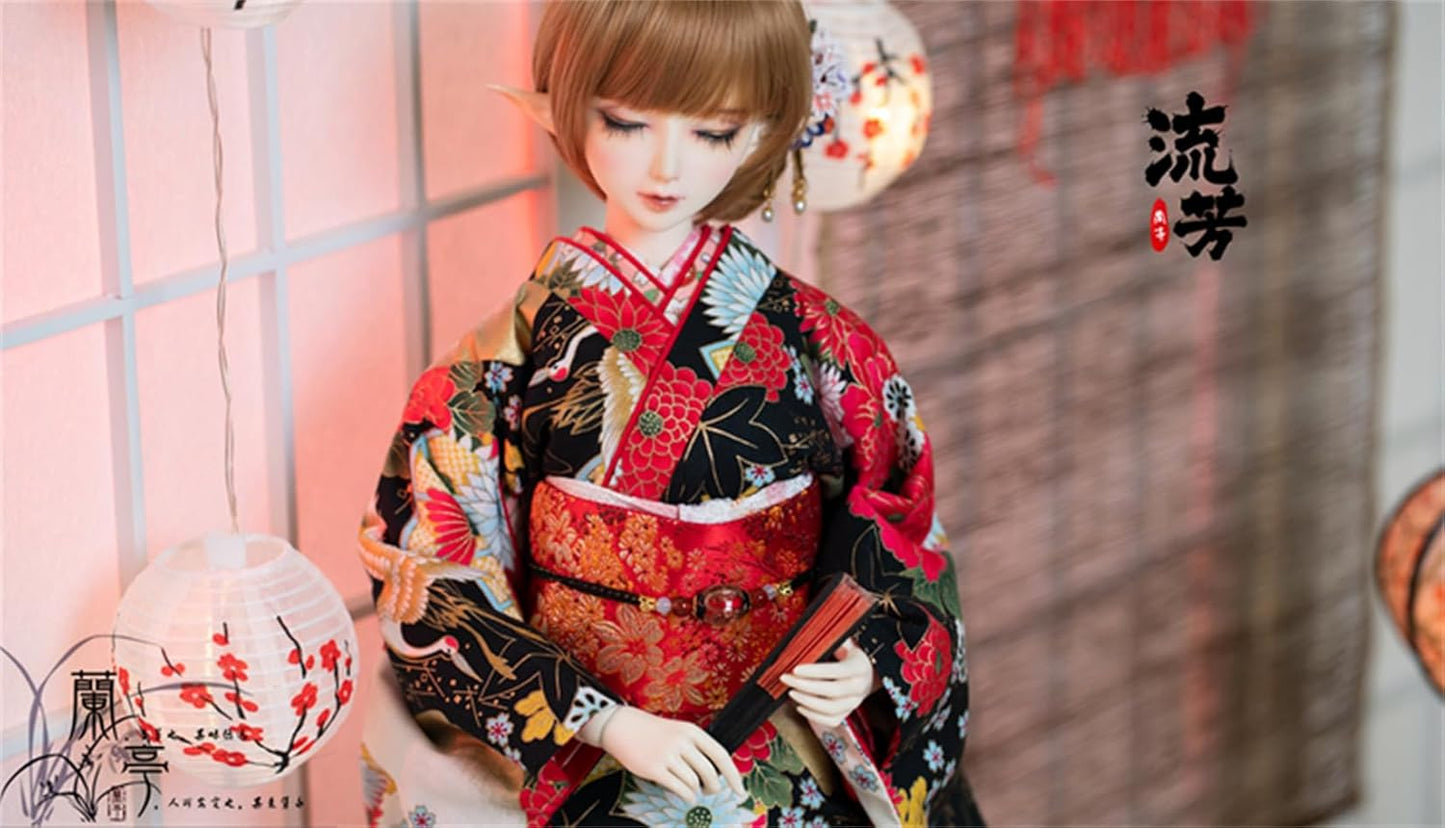 蘭亭集夢 1/3 1/4 1/6 スケール BJD 人形服 花魁 花柄花嫁 流芳女の子 着物晴れ着 9点セット 振袖着物 和柄 人形服 着せ替え服 仮装服セット