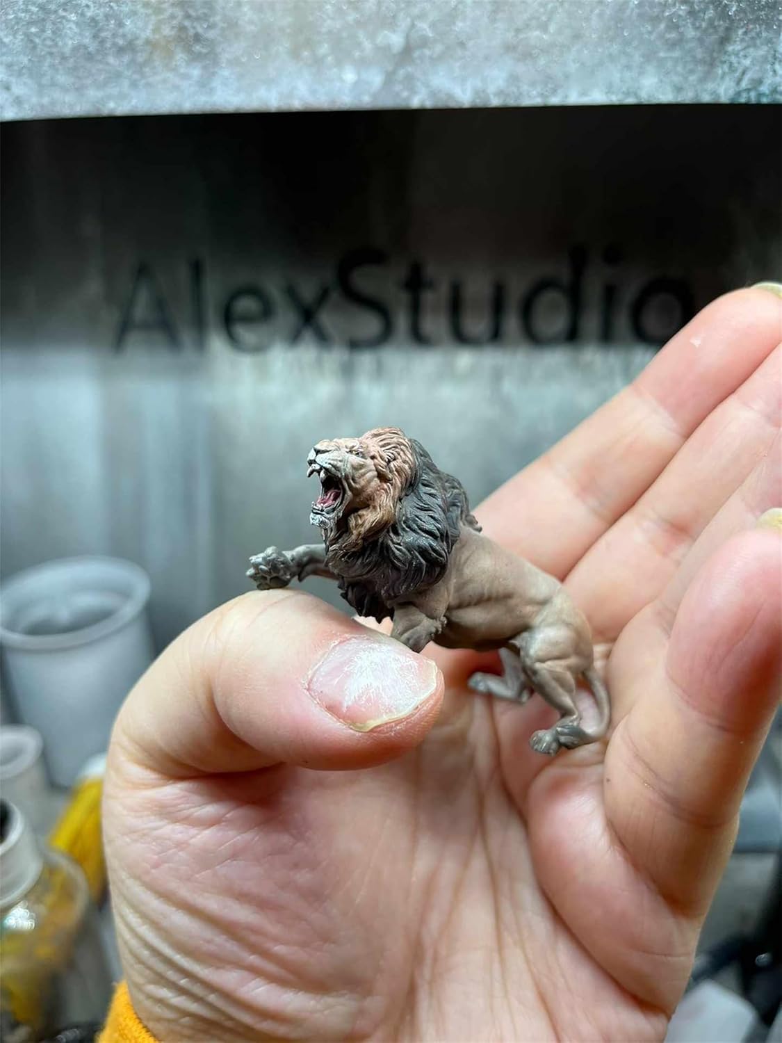 BACALYSO | ALEX STUDIO Lion Figure, Lion Figure, Lion, Mammalia, Carnival, Cat Family, Leopard, Resin, Painted Base, Statue, Cute, Realistic Animal, Plastic Model, Toy, Figurine (1/20-18)