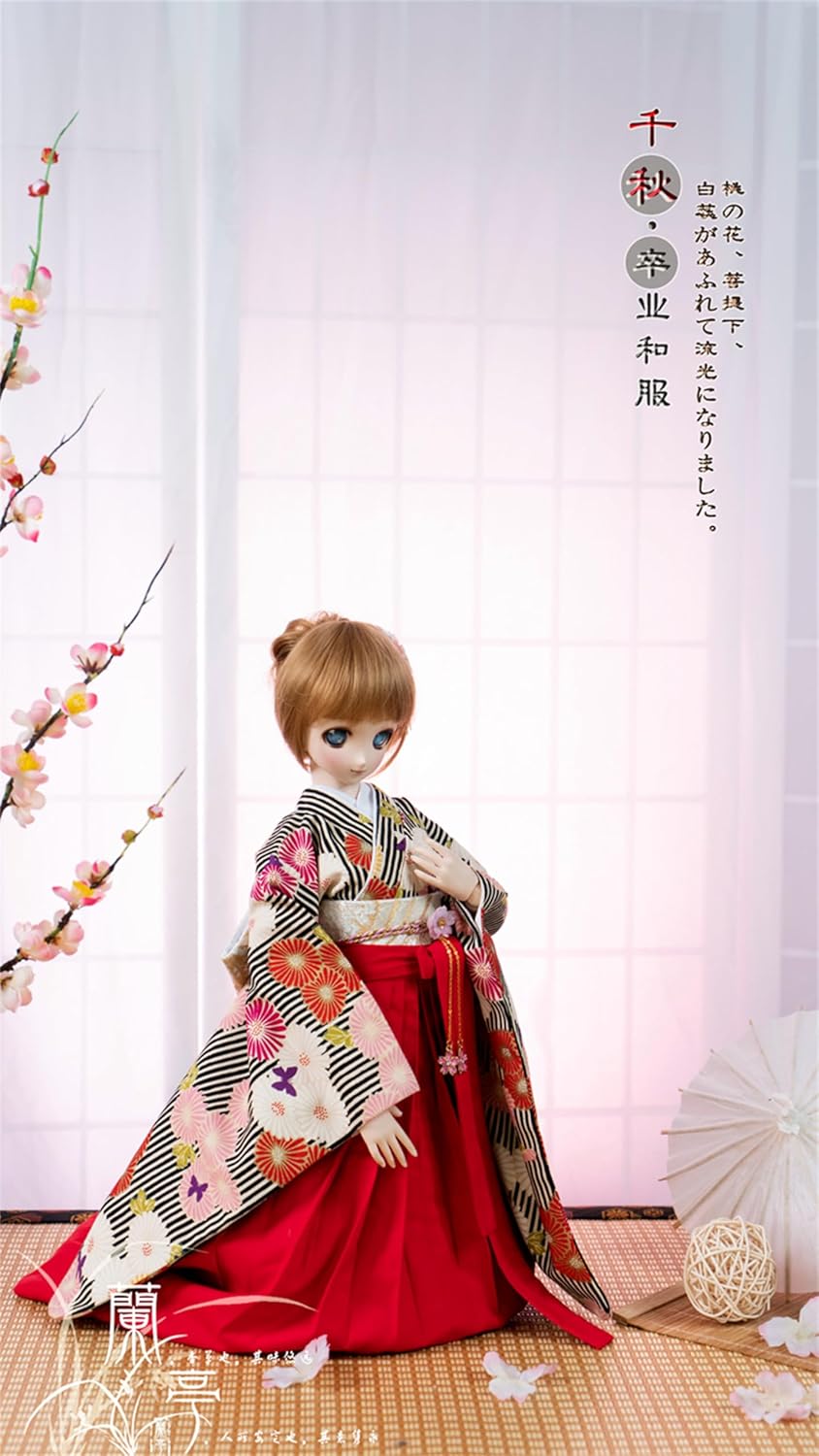 蘭亭集夢 1/3 1/4 1/6 スケール BJD 人形服 菊 卒業着物 千秋 女の子 晴れ着 7点セット 振袖 和柄 花柄 可愛い ドール 人形服 着せ替え服 仮装 服セット