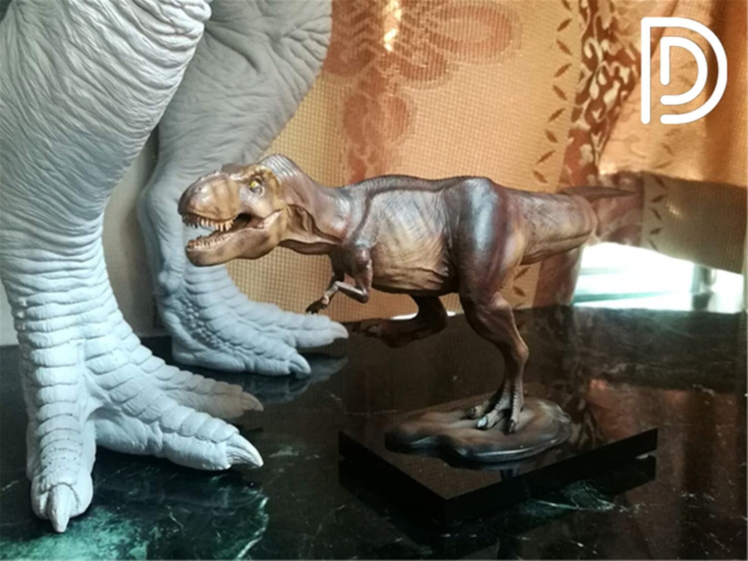 DINO DREAM ティラノサウルス Tレックス T-REX ヴェロキラプトル セット 恐竜 肉食 リアル フィギュア PVC プラモデル おもちゃ 模型 プレゼント プレミアム 20cm級 オリジナル スタチュー 塗装済 完成品 置物 台座付き