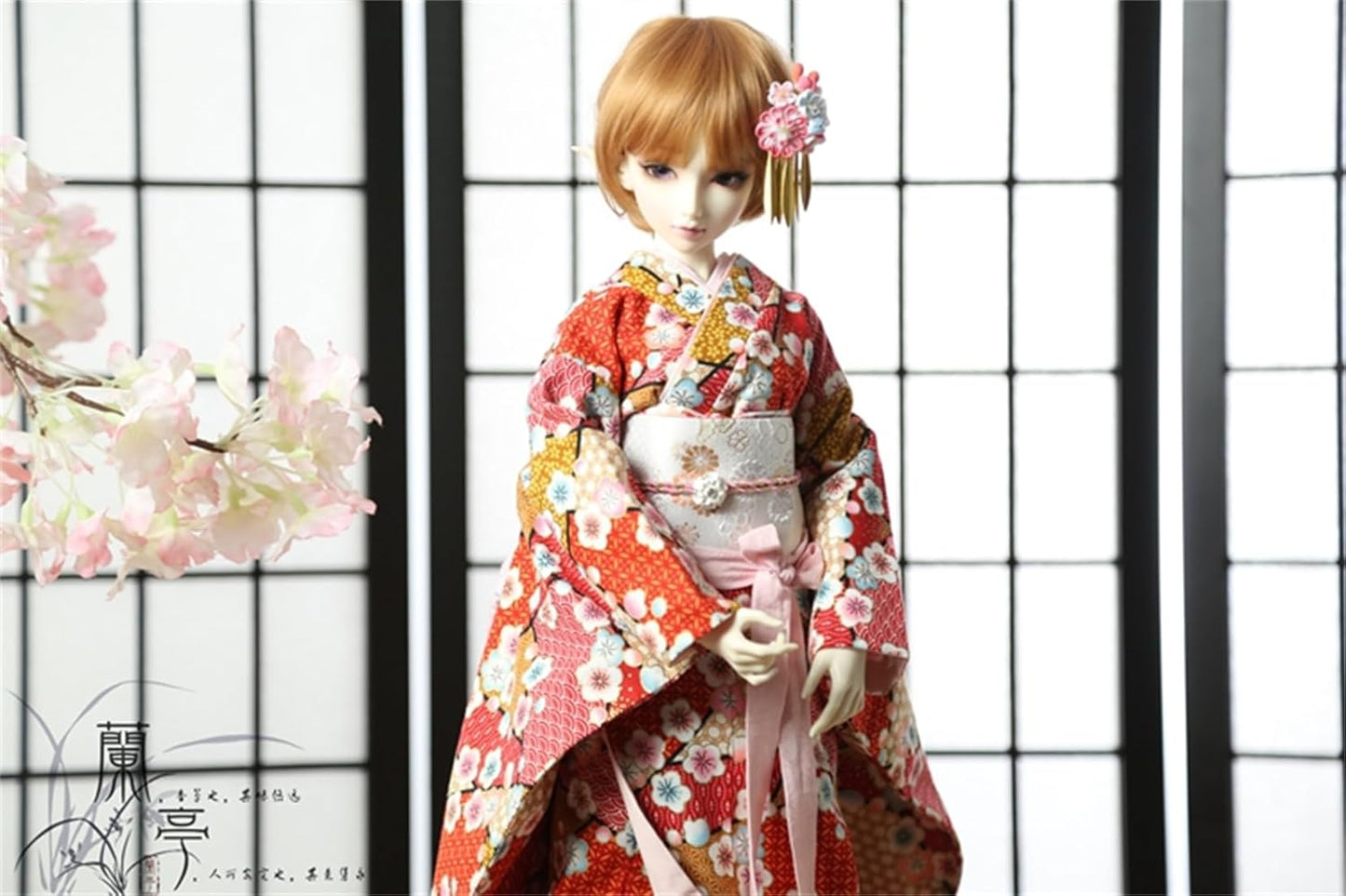 蘭亭集夢 1/3 1/4 1/6 スケール BJD 人形服 和風 振袖 浴衣 吟春 女の子 着物 晴れ着 7点セット 着物 和柄 人形服 着せ替え 服セット